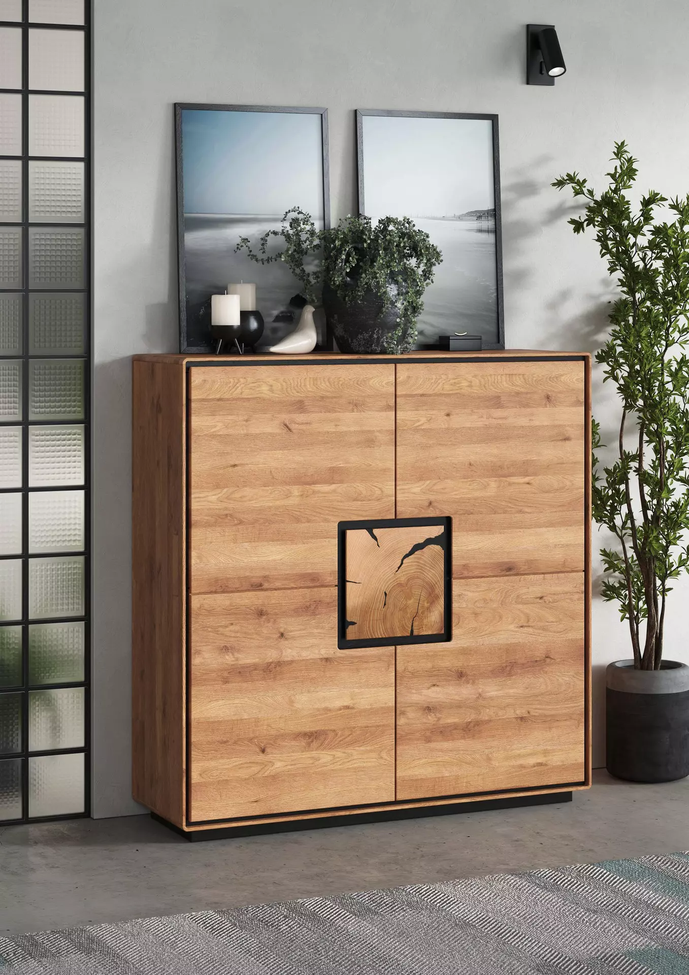 Highboard WZ-0625 GK Möbel Holz 40 x 125 x 129 cm