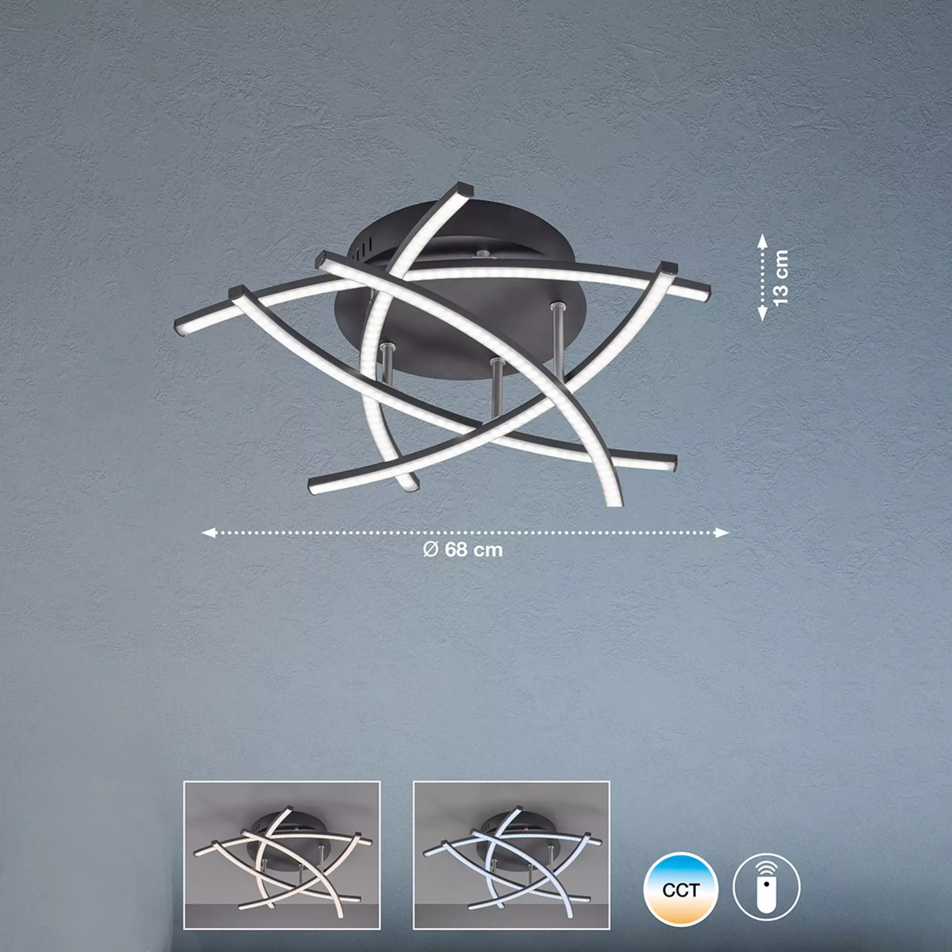 Deckenleuchte Cross TW Fischer-Honsel Metall 