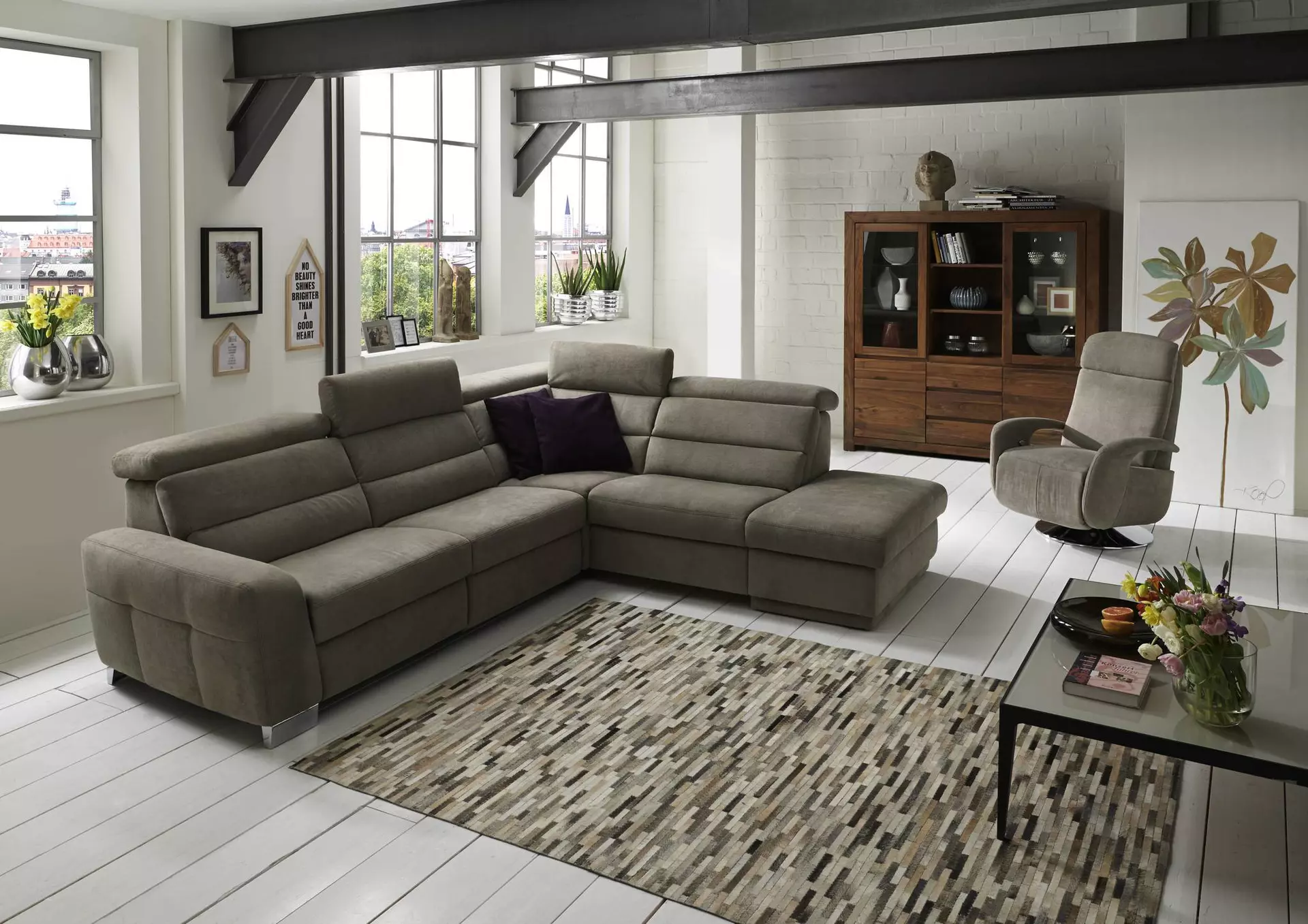 Ecksofa ZE-EM15004 Systempolster Textil 245 x 102 x 290 cm