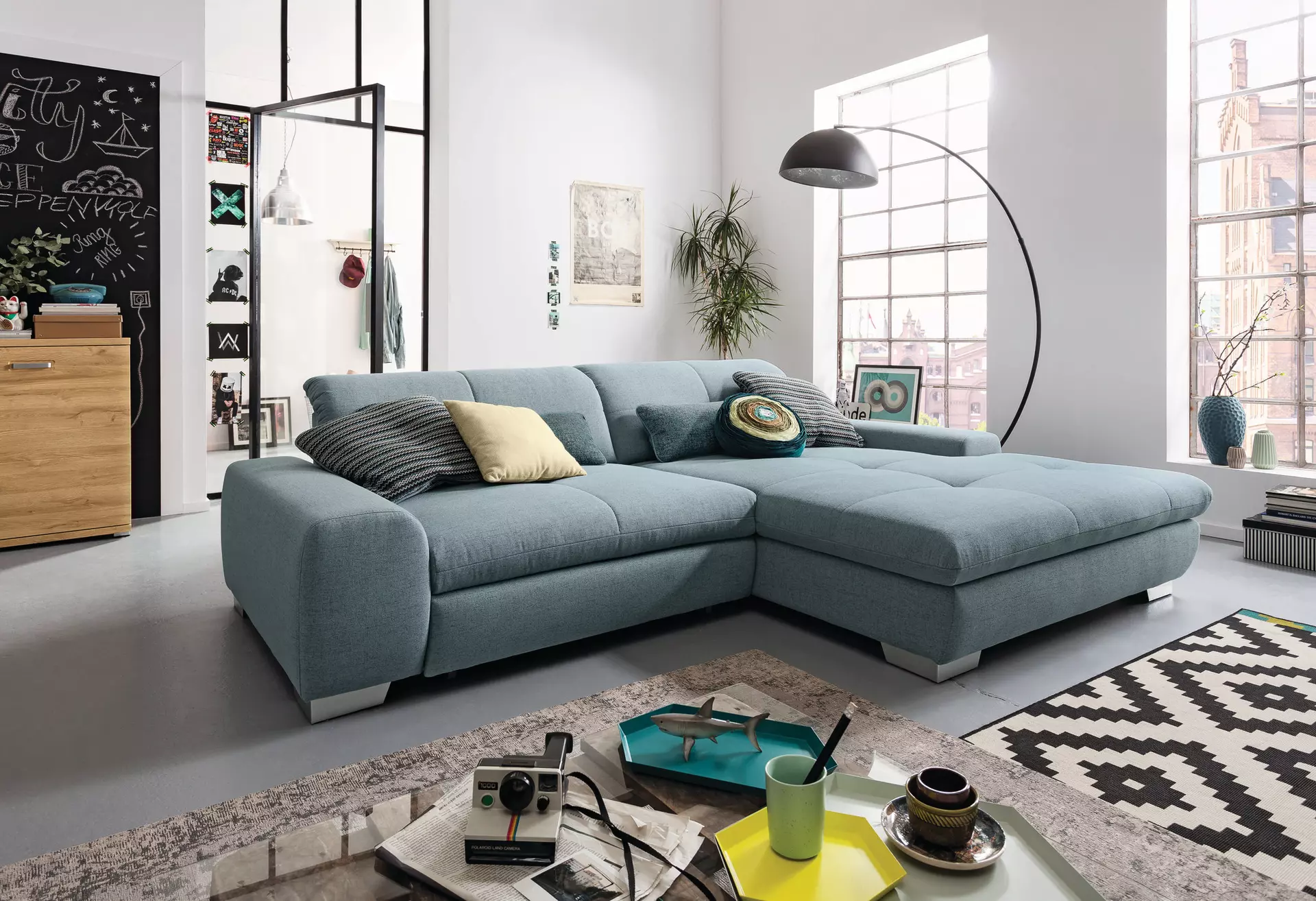 ecksofa polyester blau mr set-one | möbel inhofer