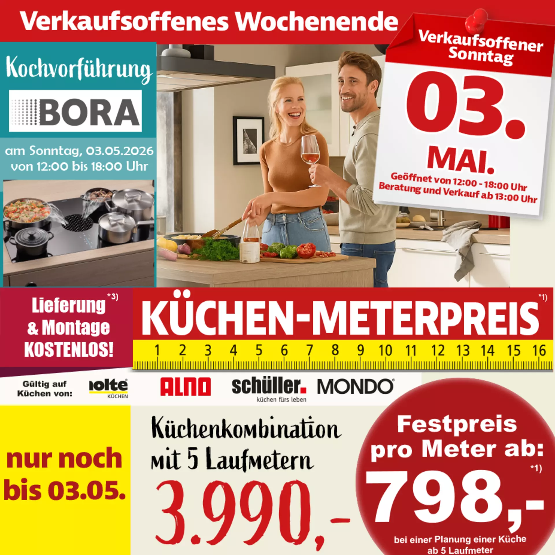 Küchen-Meterpreis bei Innovation Küche und Bad in Günzburg. Nur noch bis zum verkaufsoffenen Sonntag am 03. Mai 2026