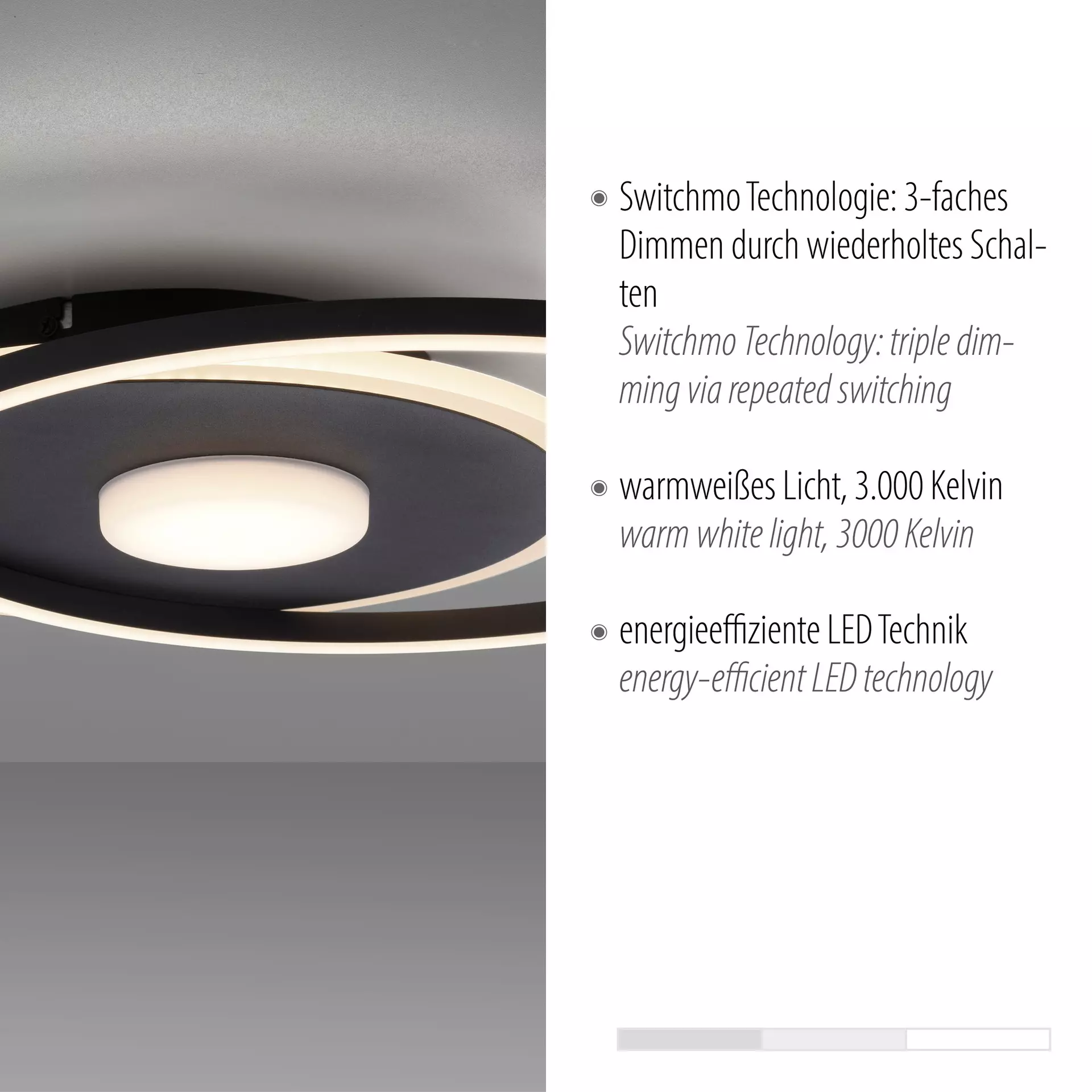 Deckenleuchte DOMINO JUST LIGHT Metall 39 x 6 x 45 cm