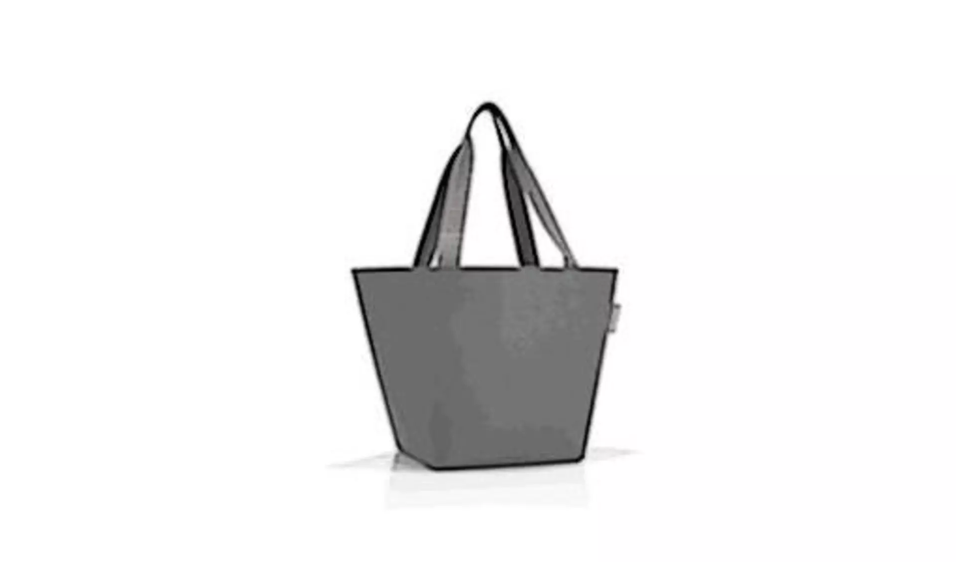Graue Tasche in Trichterform mit langen Henkeln steht als Icon für alle Taschen und Beutel.
