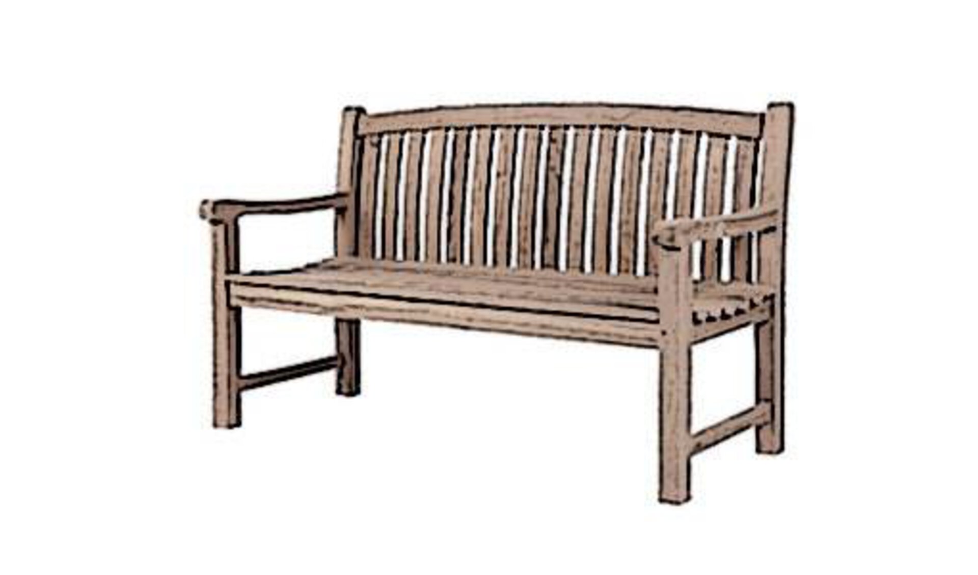 Gartenbank aus Holz. Die stilisierte Abbildung der Bank für den Außenbereich steht Sinnbildlich für alle Sitzbänke innerhalb der Kategorie "Garten".