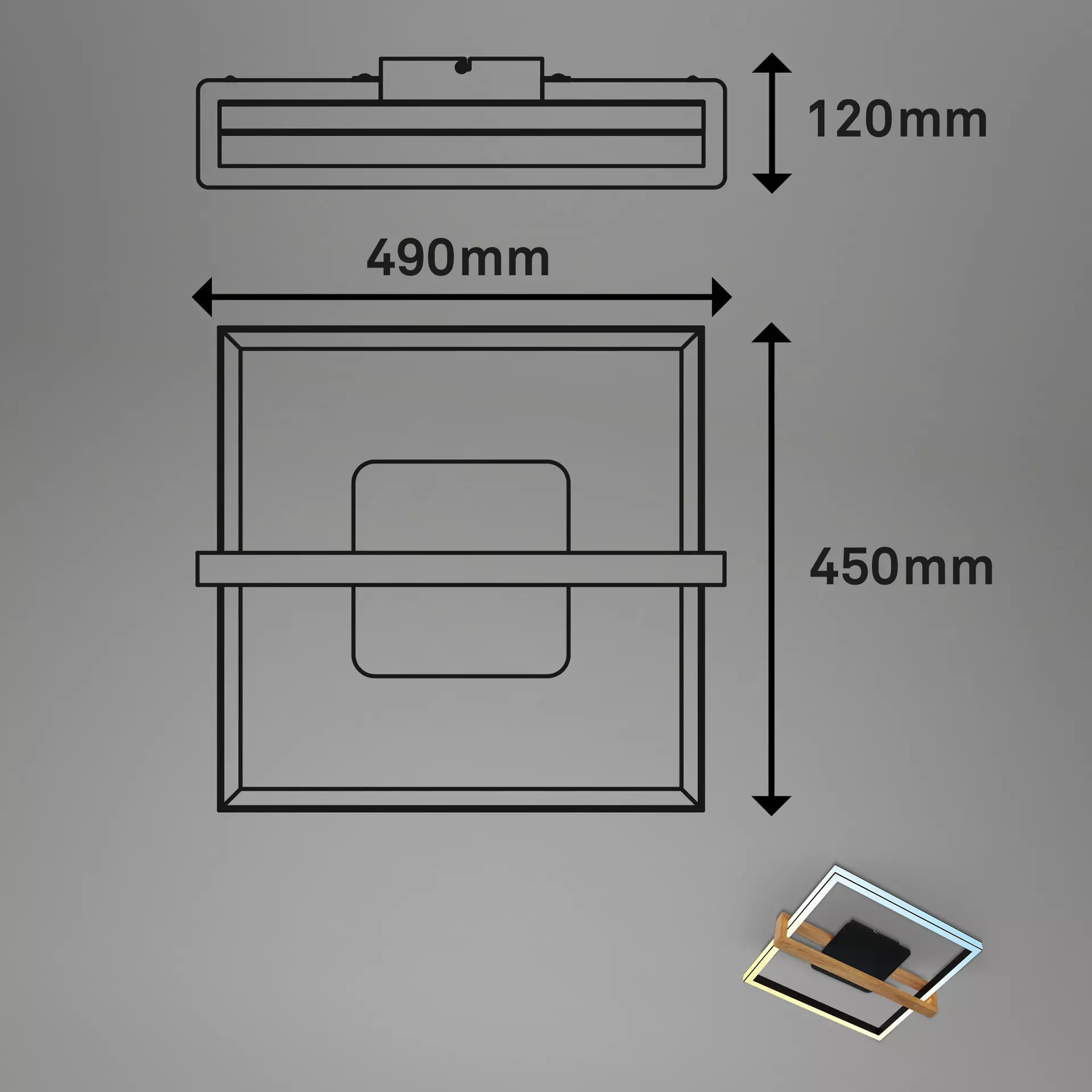 Deckenleuchte FRAME NESTED Briloner Metall 49 x 12 x 45 cm