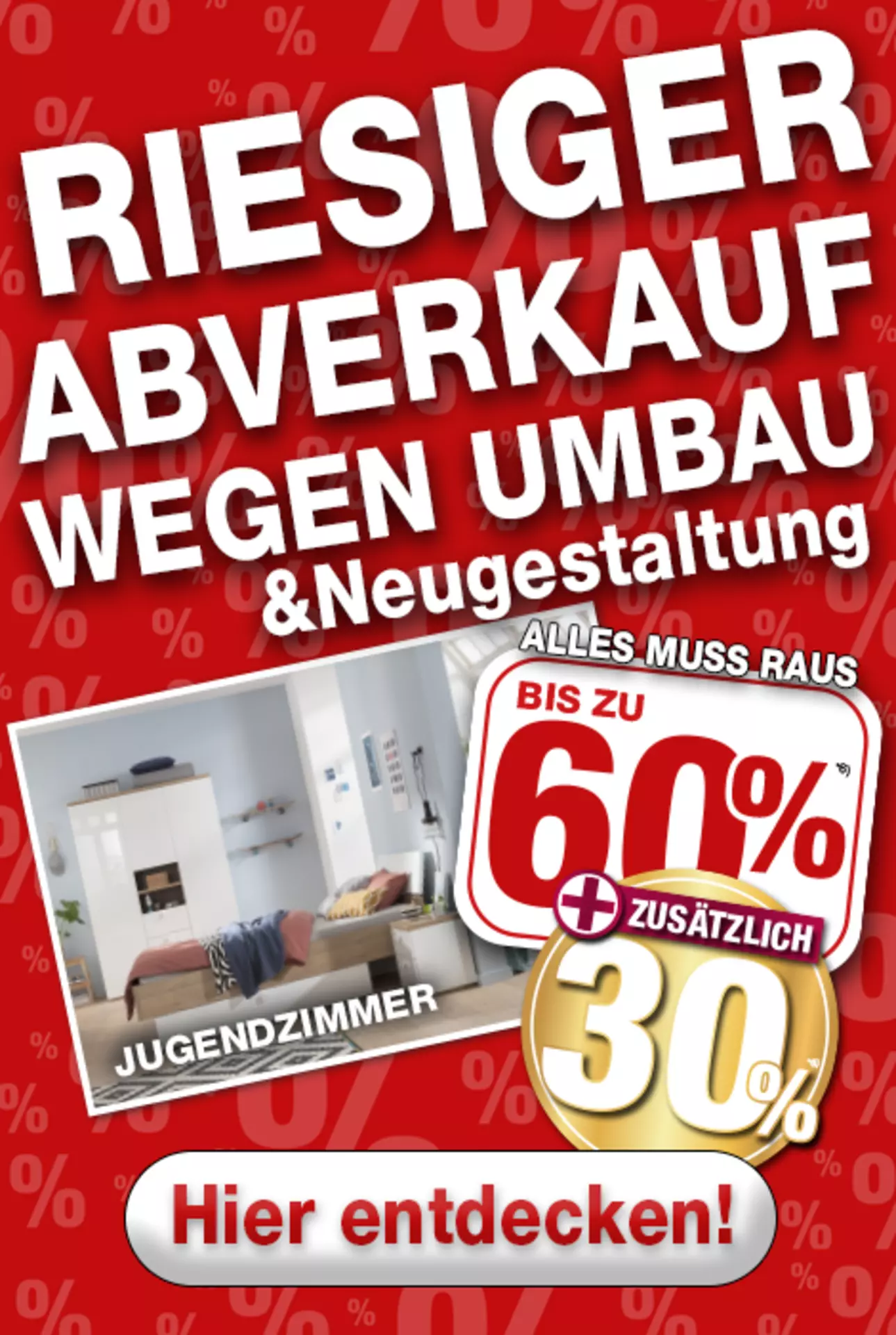 Jetzt 60% auf alle Jugendzimmer-Möbelschnäppchen bei Möbel Inhofer in Senden sichern! und zusätzlich 30% oben drauf!