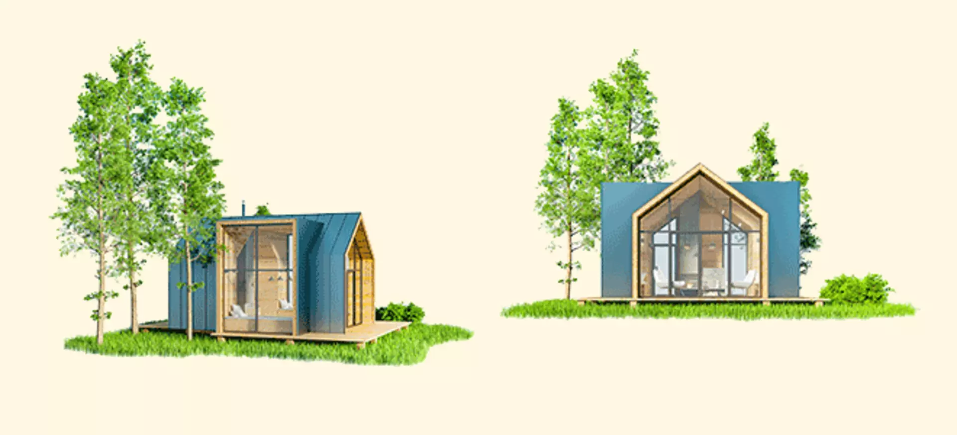 tiny house einrichten tiny hosue mit bäumen möbel inhofer