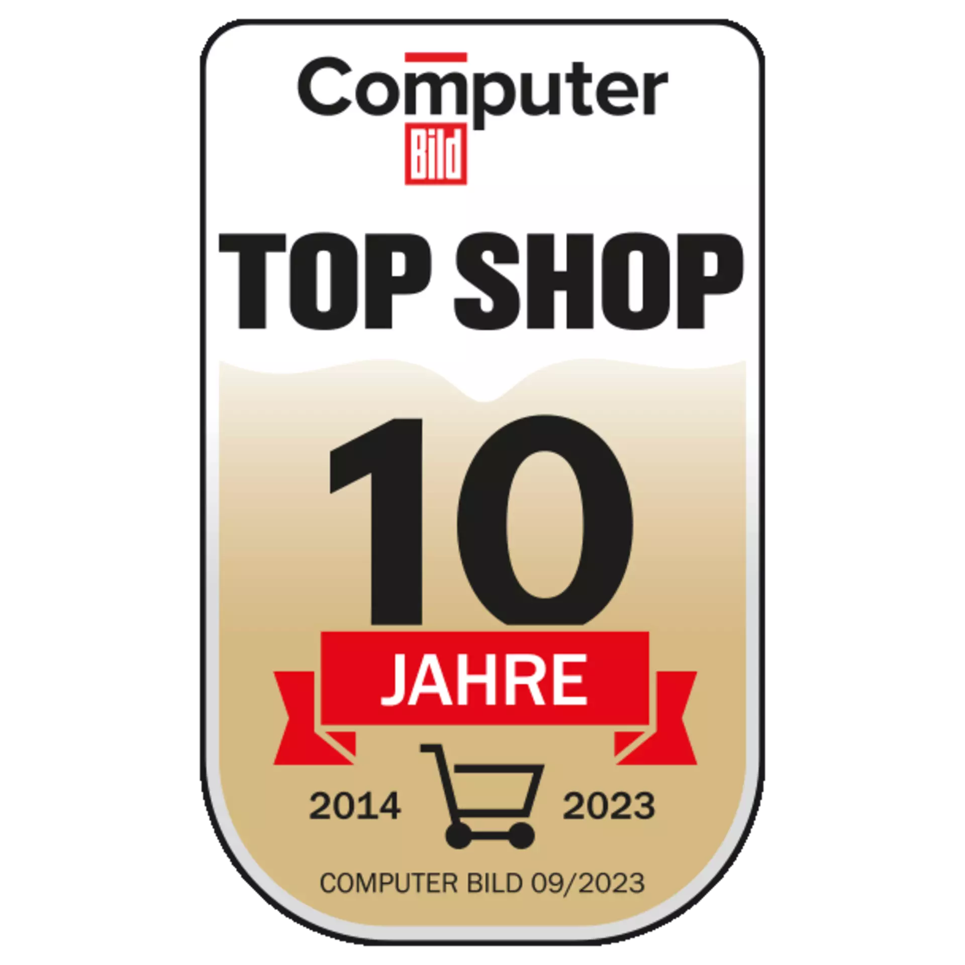 TOP SHOP 2014 bis 2023 - seit 10 Jahren schon ist Möbel Inhofer von Computer Bild mit dem Siegel TOP Shop ausgezeichnet
