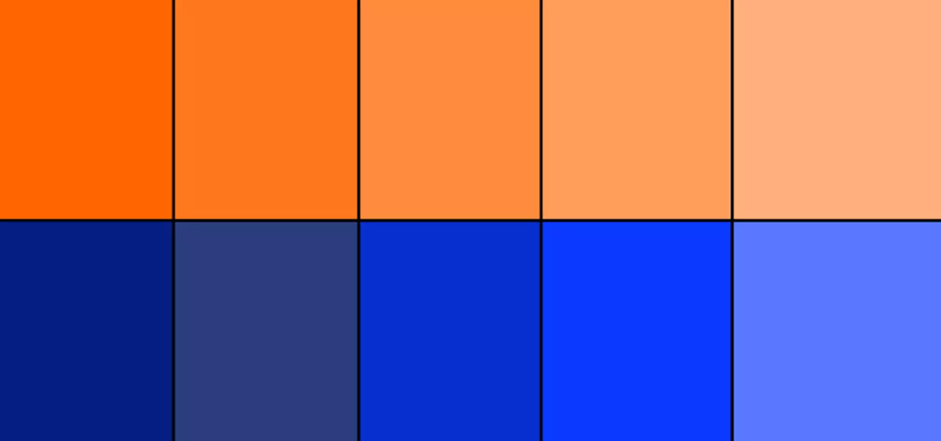 Orange und Blau Farbpalette