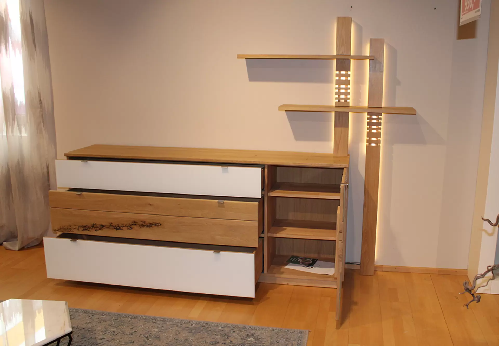 Sideboard-Kombination SIGNATURA rustikale Asteiche massiv bianco geschliffen