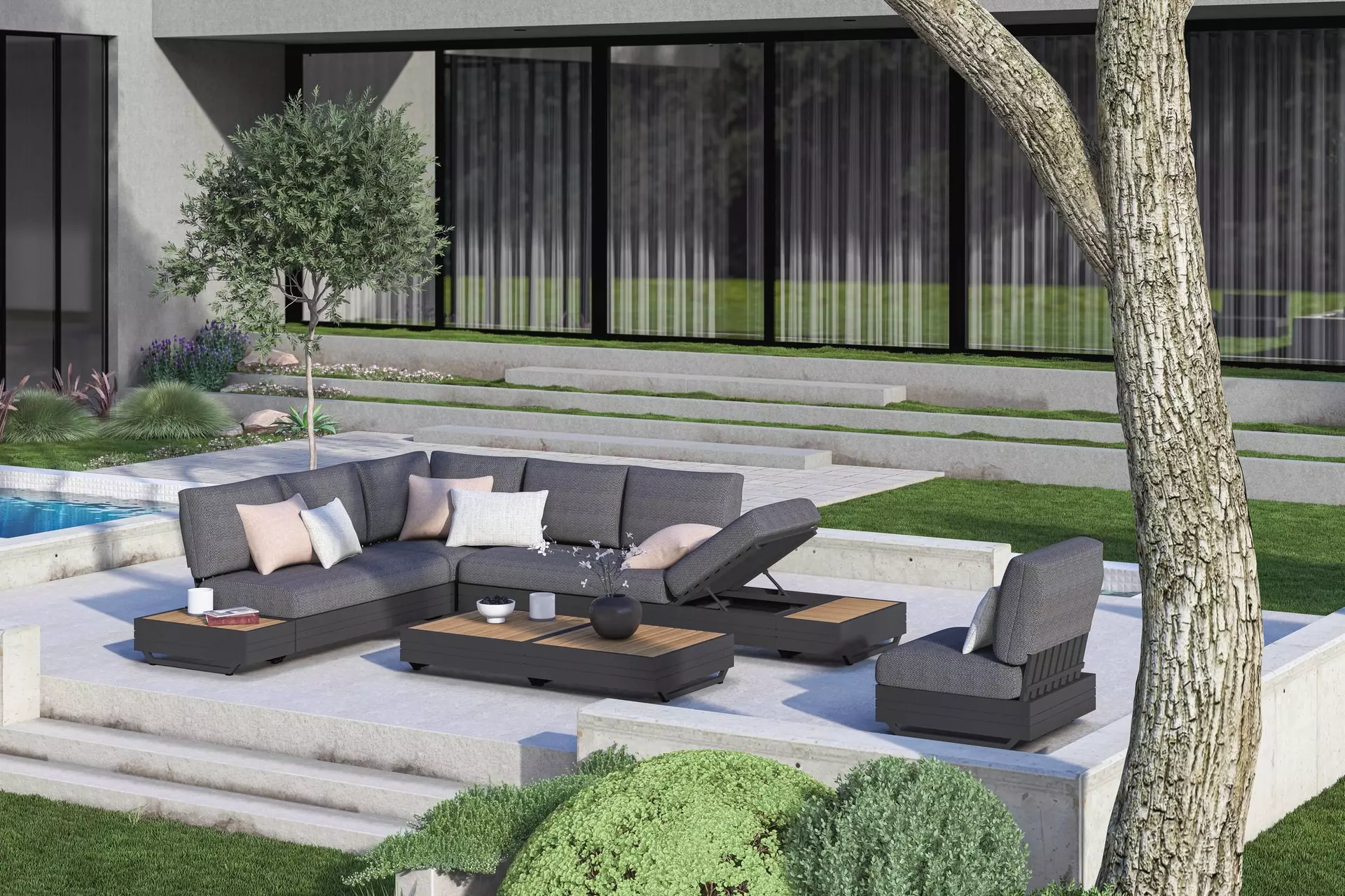 Loungesofa Cubo Zebra Textil 81 x 76 x 132 cm