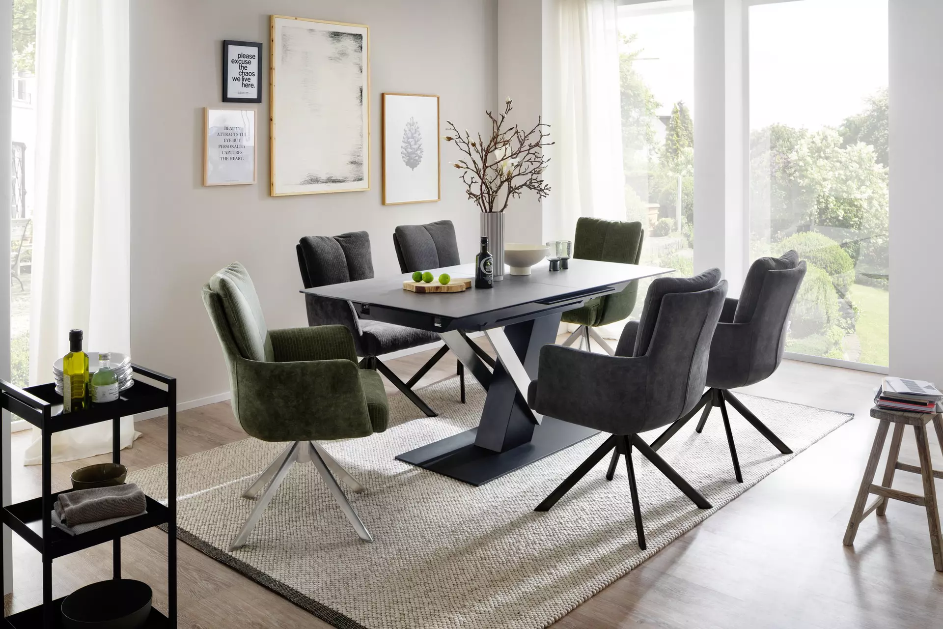 Ausziehtisch MASSARO MCA furniture Metall 90 x 76 x 160 cm