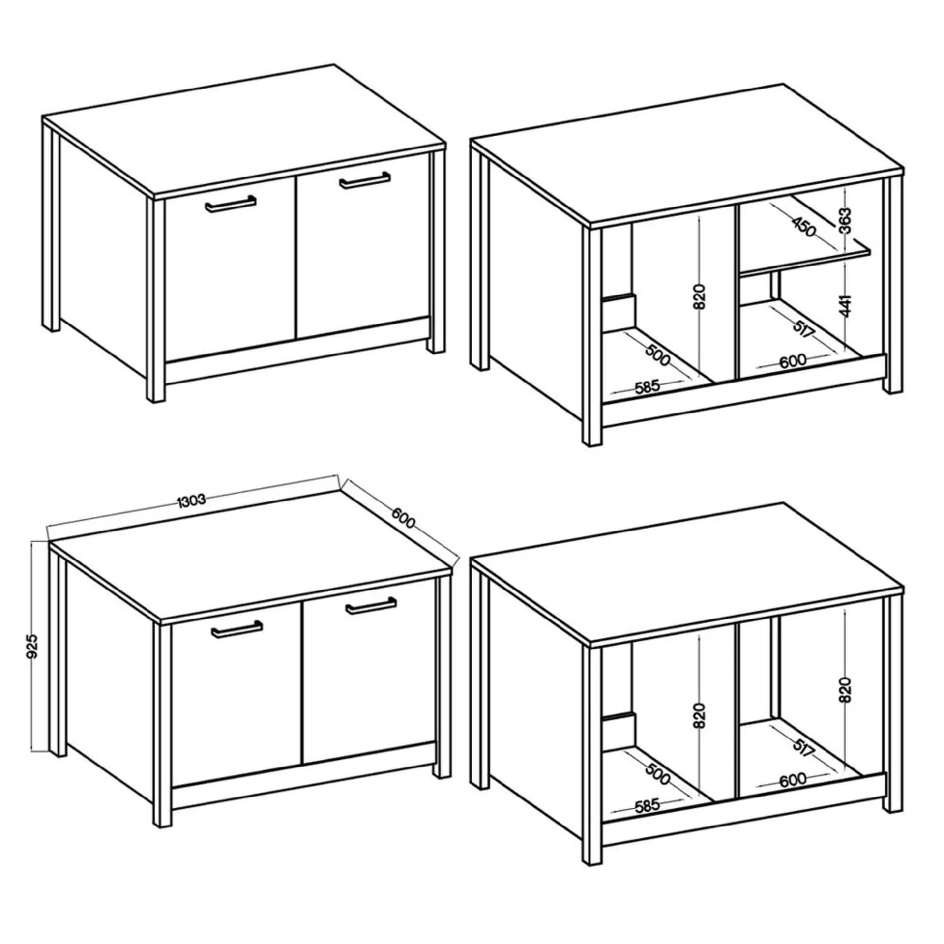 Unterschrank Veneto Inter Link Holzwerkstoff 60 x 92 x 130 cm