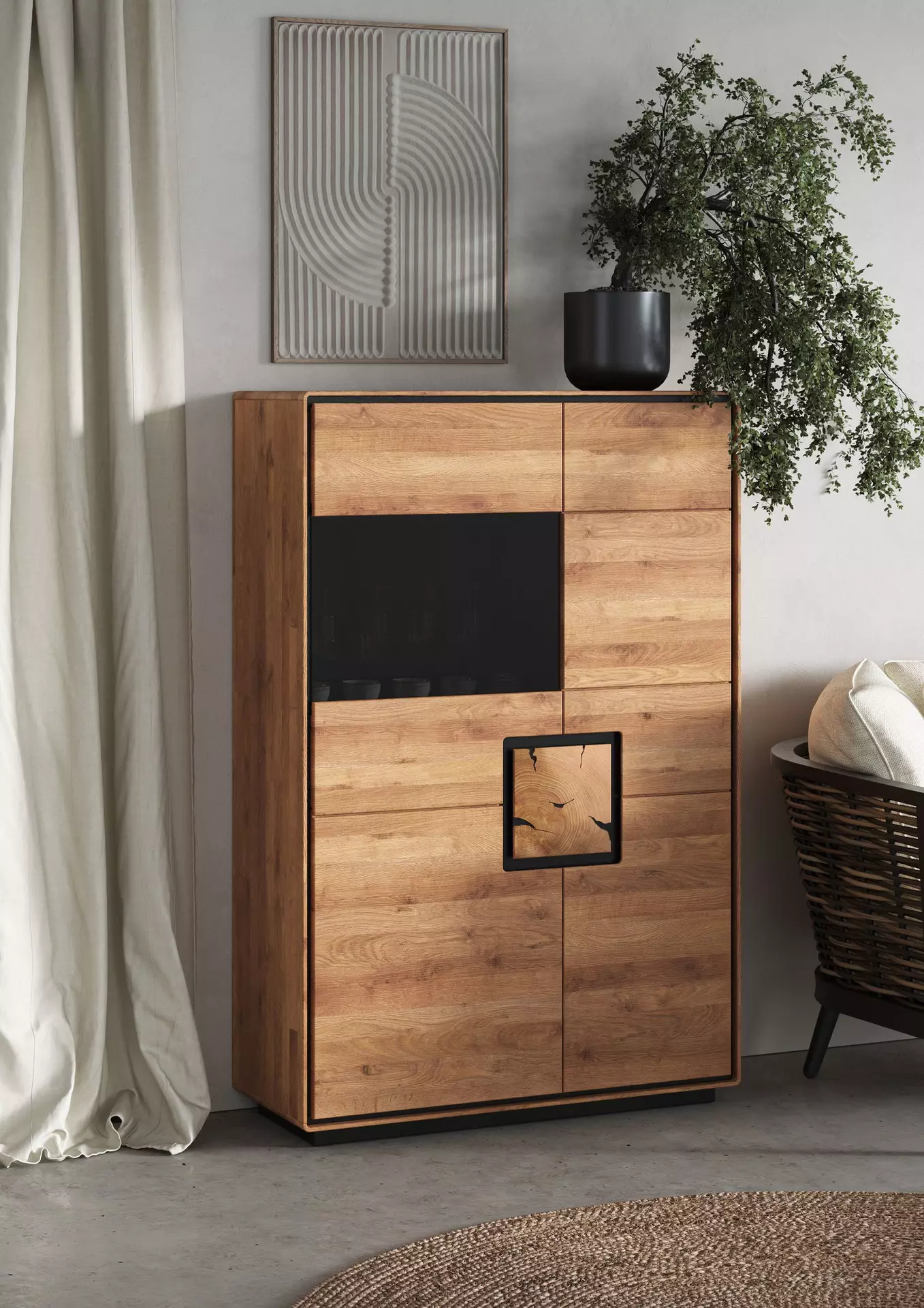 Highboard WZ-0625 GK Möbel Holz 40 x 152 x 100 cm