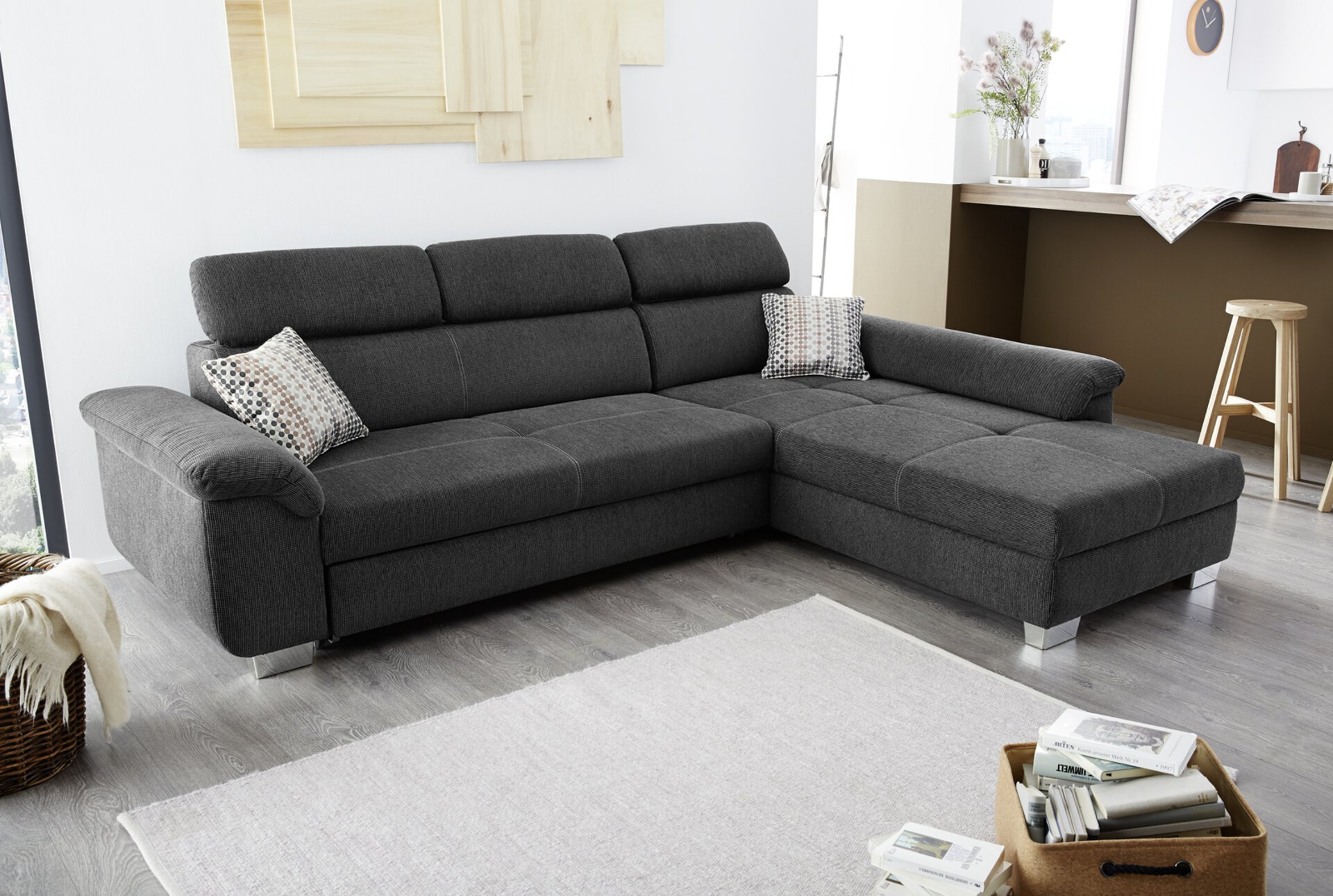 Sofa LANDSHUT CELECT Textil grau ca. 295x102x214 cm