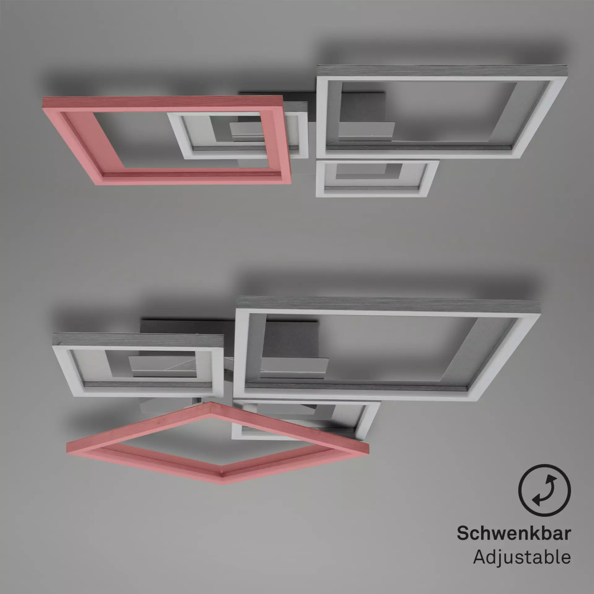 Deckenleuchte FRAME Briloner Metall 53 x 7 x 53 cm