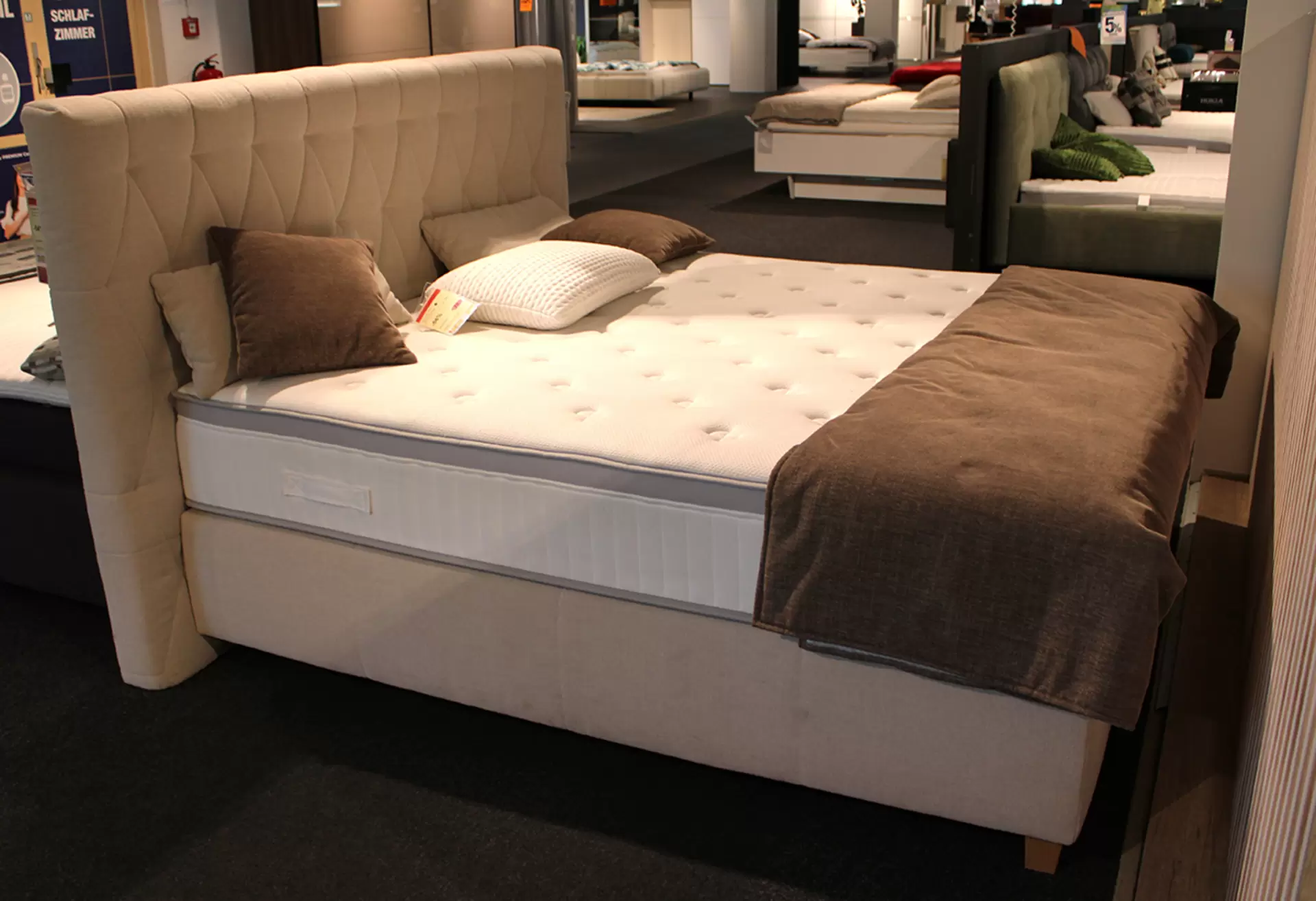 Boxspringbett SUPREME COMFORT Stoff beige