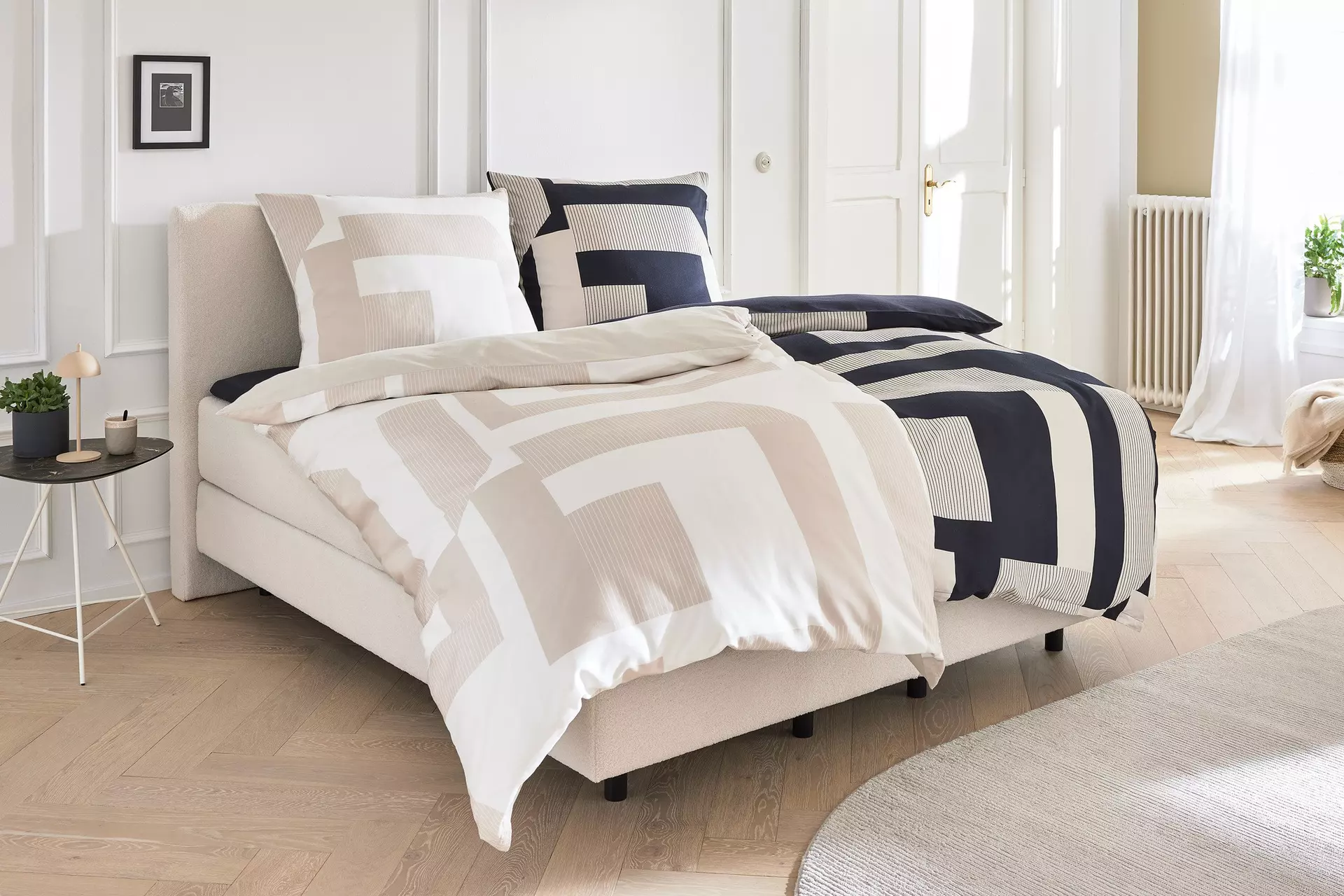 Satin-Bettwäsche Slow-B Musterring Textil 155 x 220 cm