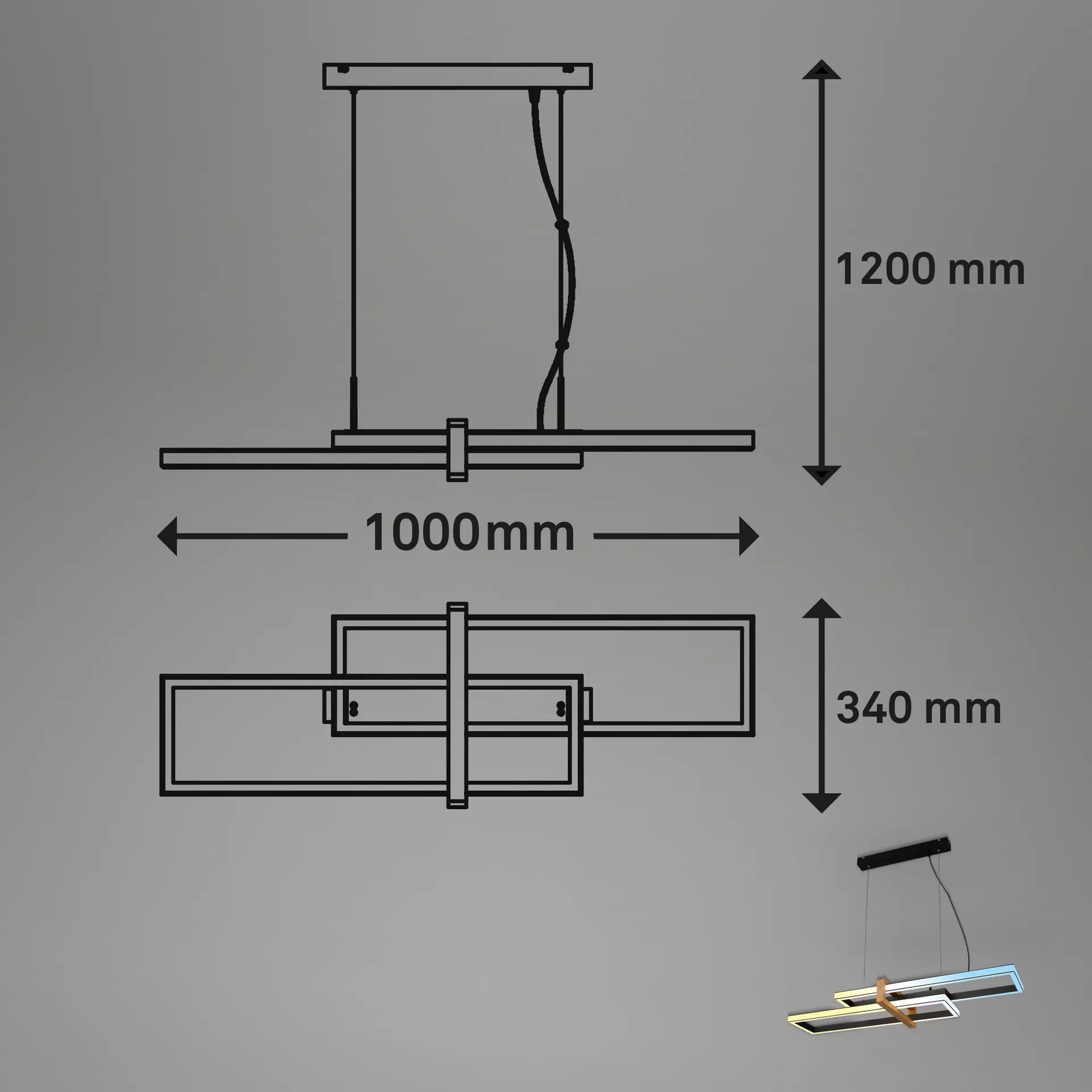 Hängeleuchte PENDANT-LIGHT Briloner Metall 100 x 120 x 34 cm