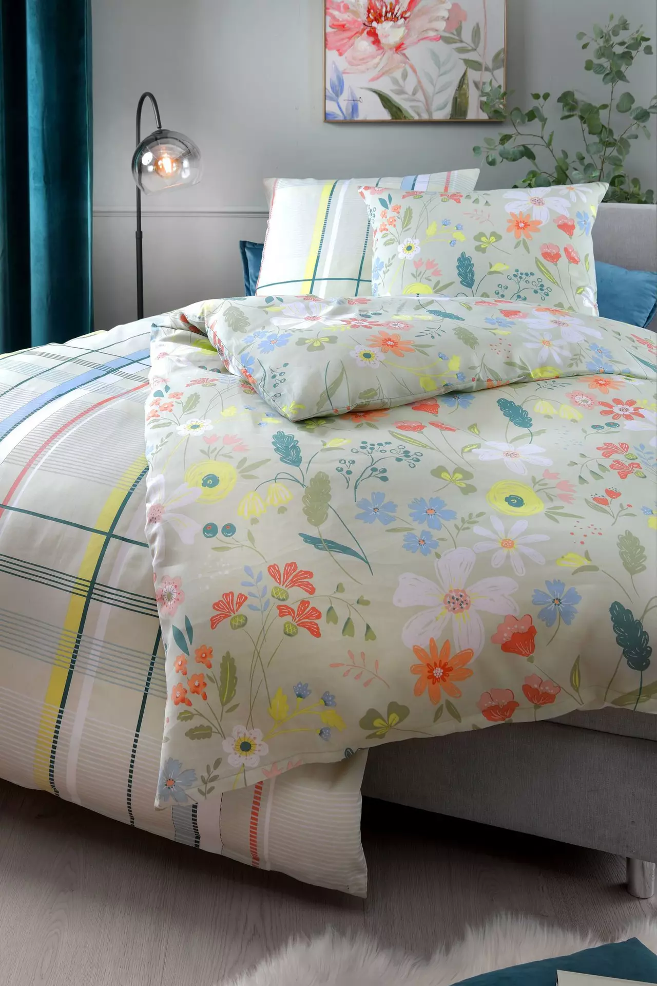 Satin-Bettwäsche Heidi Wiesenblumen Casa Nova Textil 135 x 200 cm