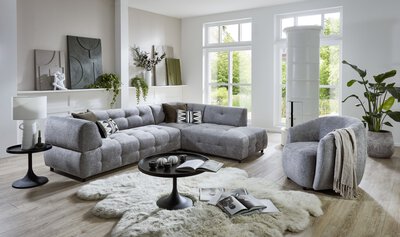 Bild von Polstergarnitur Polyester grau CELECT