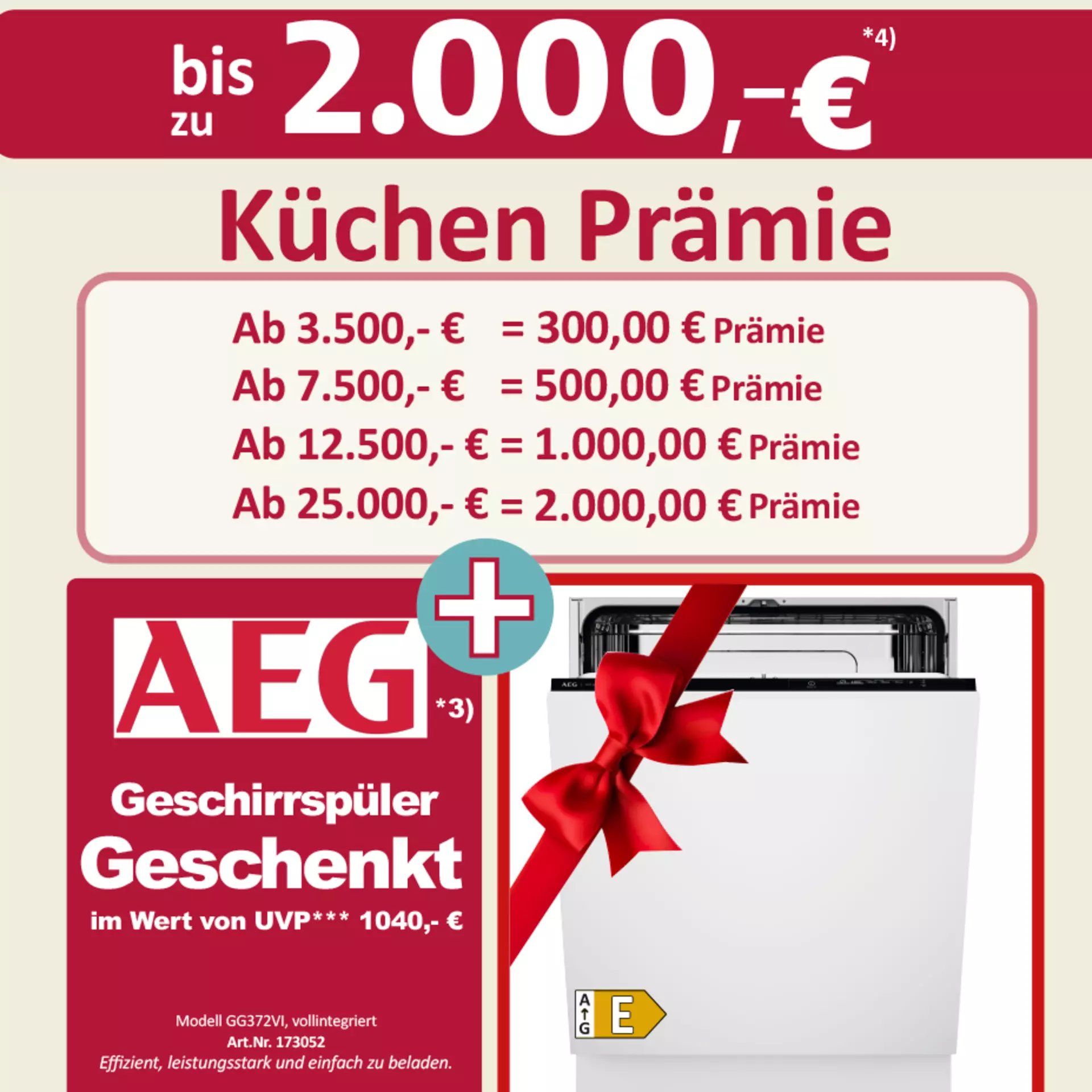Jetzt bis 2000€ Prämie + AEG Geschirrspüler gratis sicher. Nur bei Innovation in Günzburg