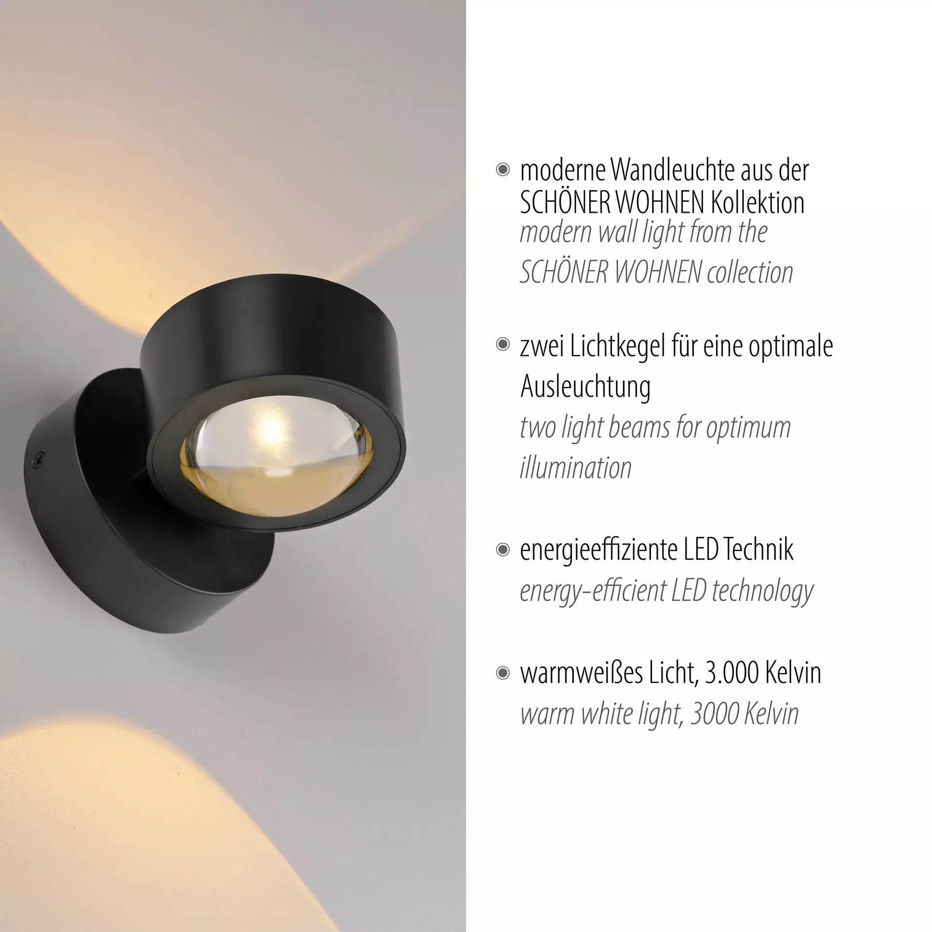 Wandleuchte SW CHIA SCHÖNER WOHNEN-Kollektion Metall 9 x 9 x 12 cm