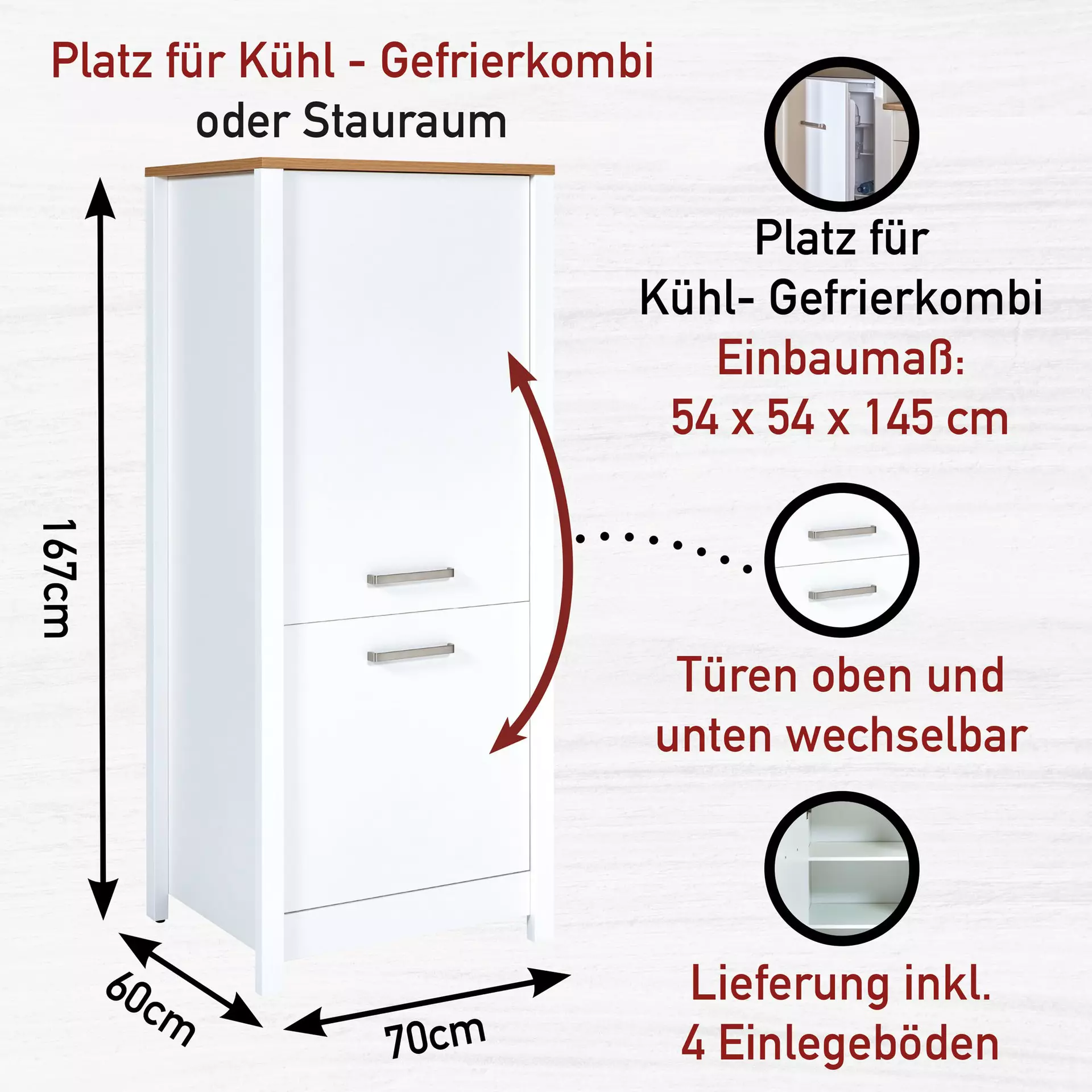 Hochschrank Sicilia Inter Link Holzwerkstoff 60 x 167 x 70 cm