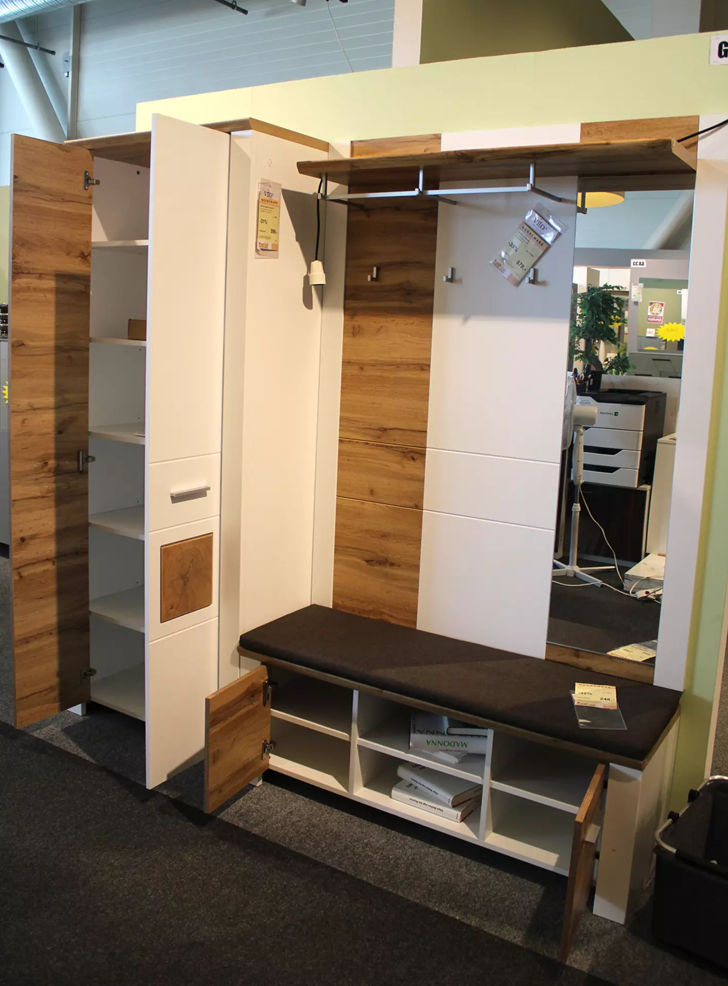 Garderobe MATERIO 4 Türen Bezug Stoff braun