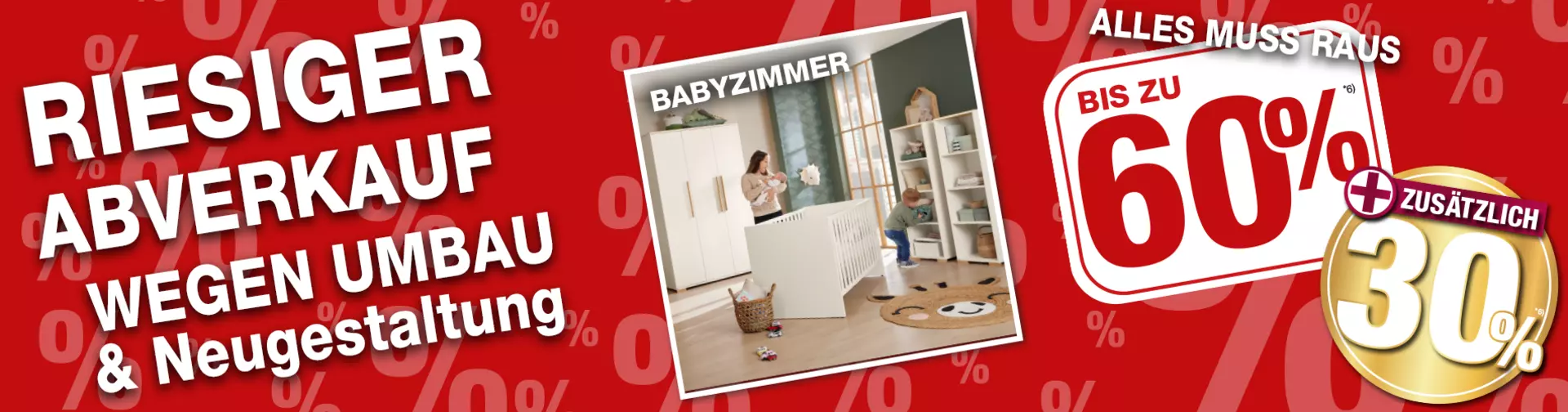 Jetzt 60% auf alle Babyzimmer-Möbelschnäppchen bei Möbel Inhofer in Senden sichern! und zusätzlich 30% oben drauf!