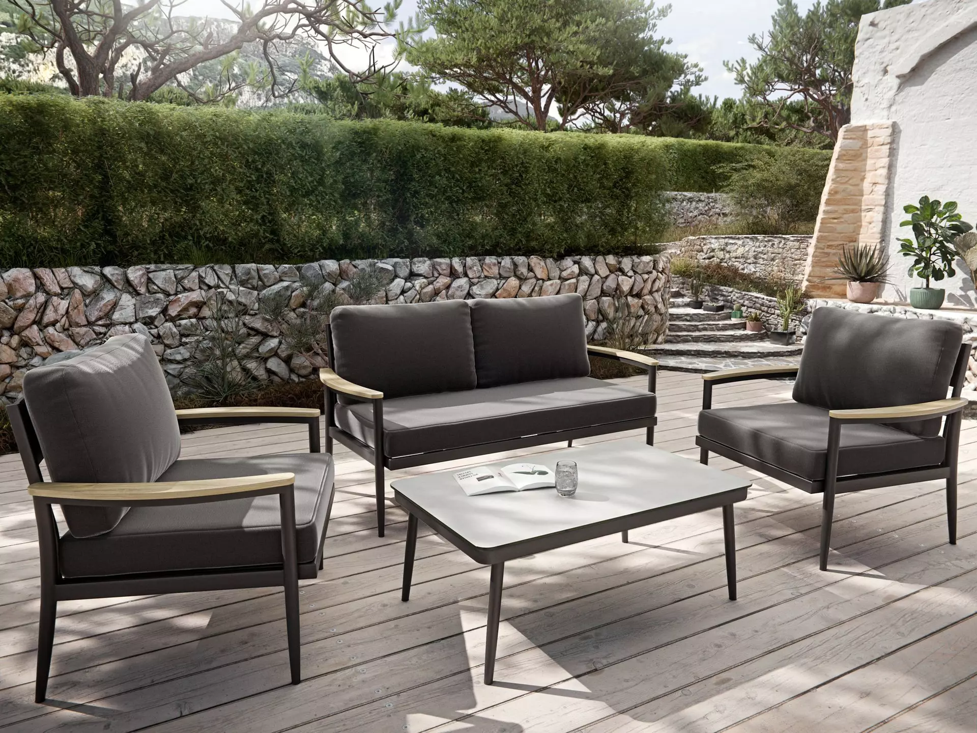 Gartenmöbelset ASCOLI Outdoor Textil 60 x 40 x 100 cm