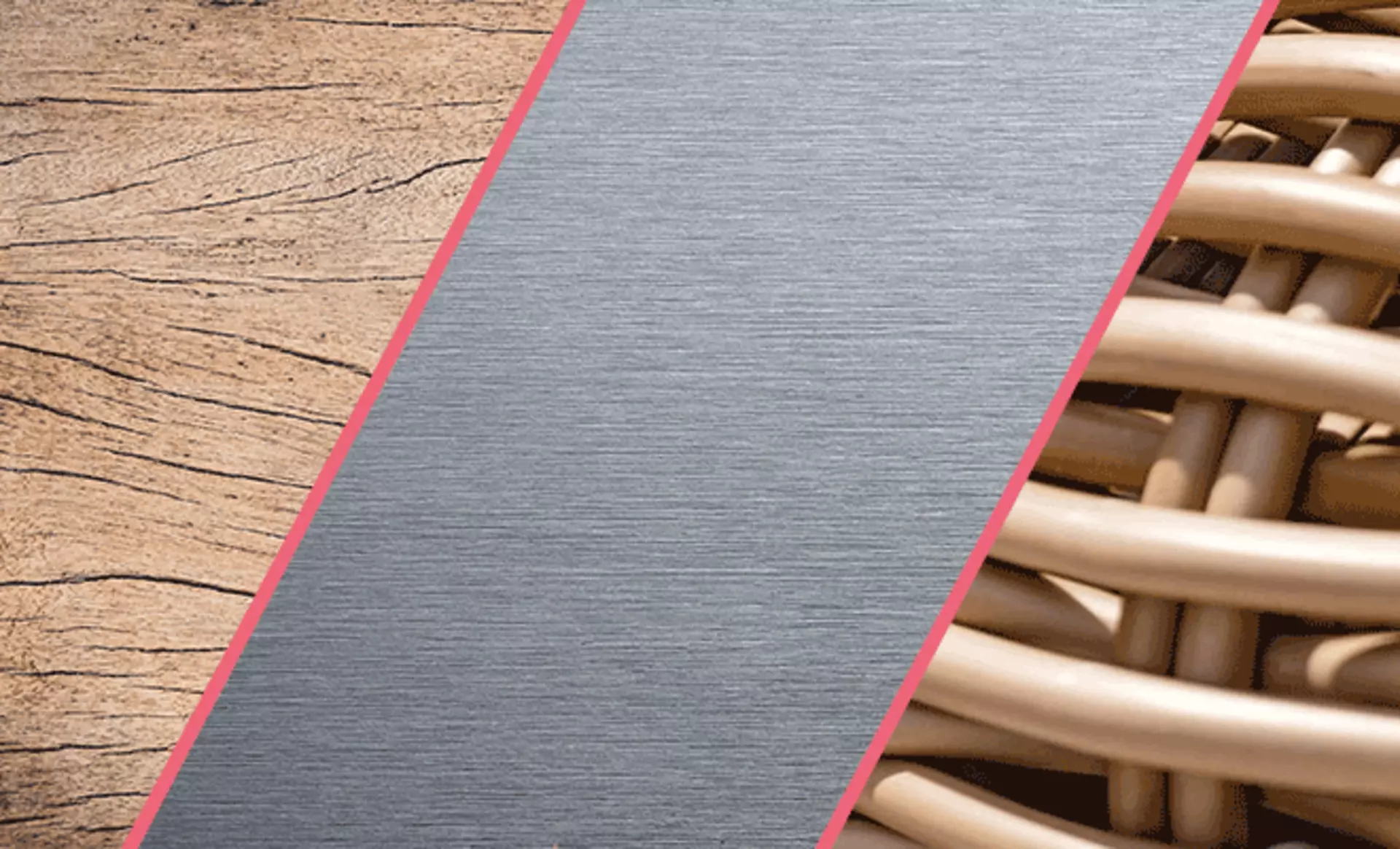 Bild wo drei Verschiedene Arten von Materialien gezeigt wird die im Bereich Outdoor verwendet werden