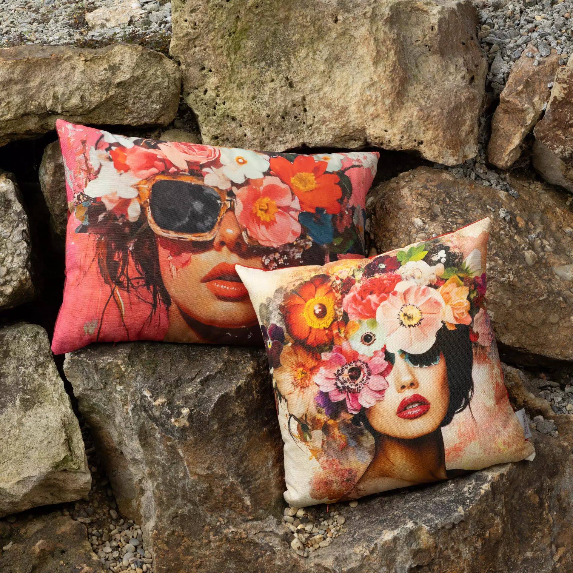 Kissenhülle Flower Lady Sprügel Textil 45 x 45 cm