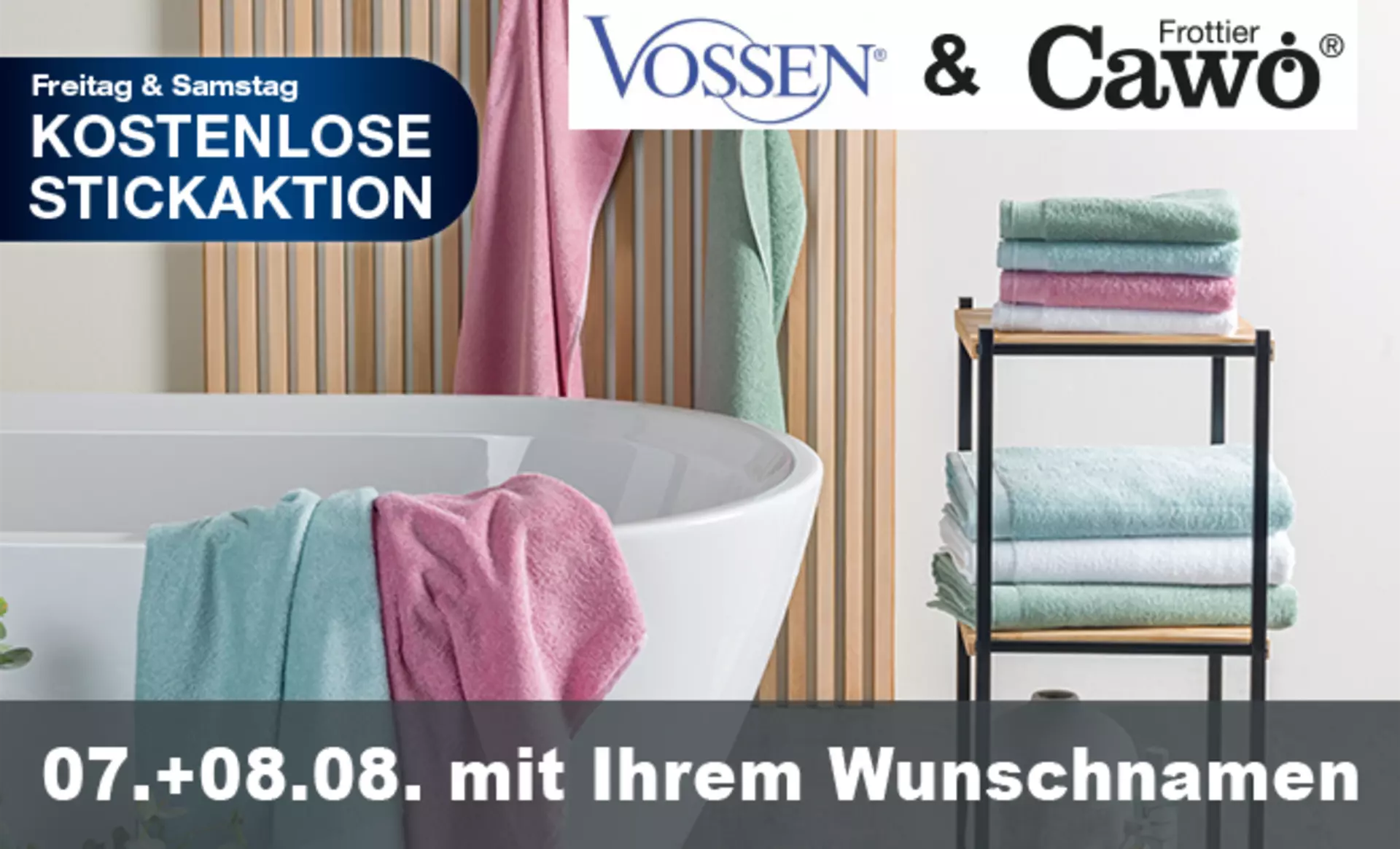Kostenlose Handtuch Stickaktioni bei Inhofer am 07.08.+.08.08.