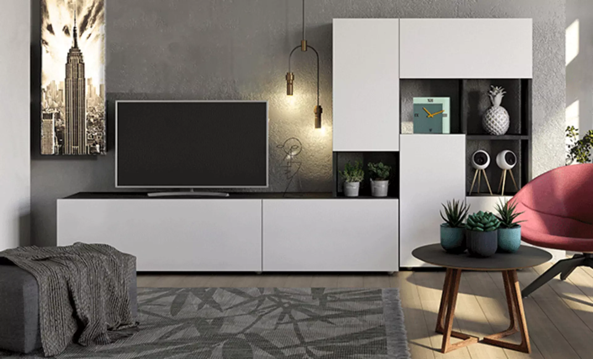 weiße Wohnwand von Composad