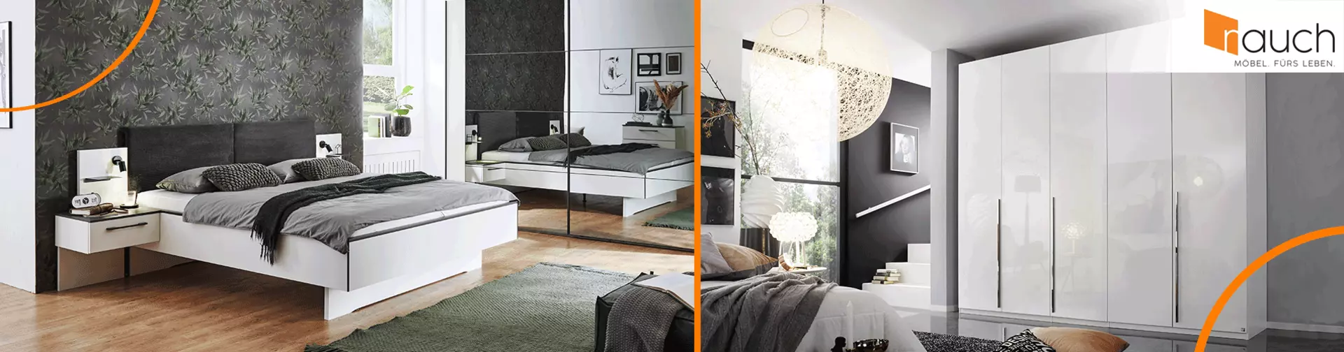 Banner von Bett und Schrank von der Marke Rauch Orange