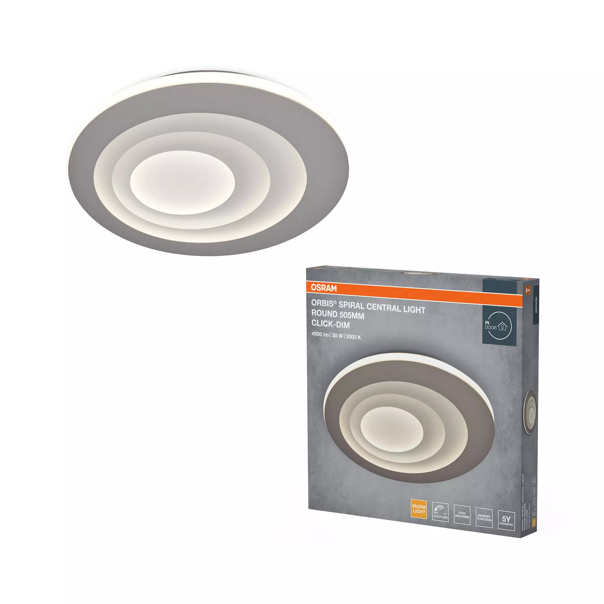Deckenleuchte Orbis Spiral Gray OSRAM Metall 