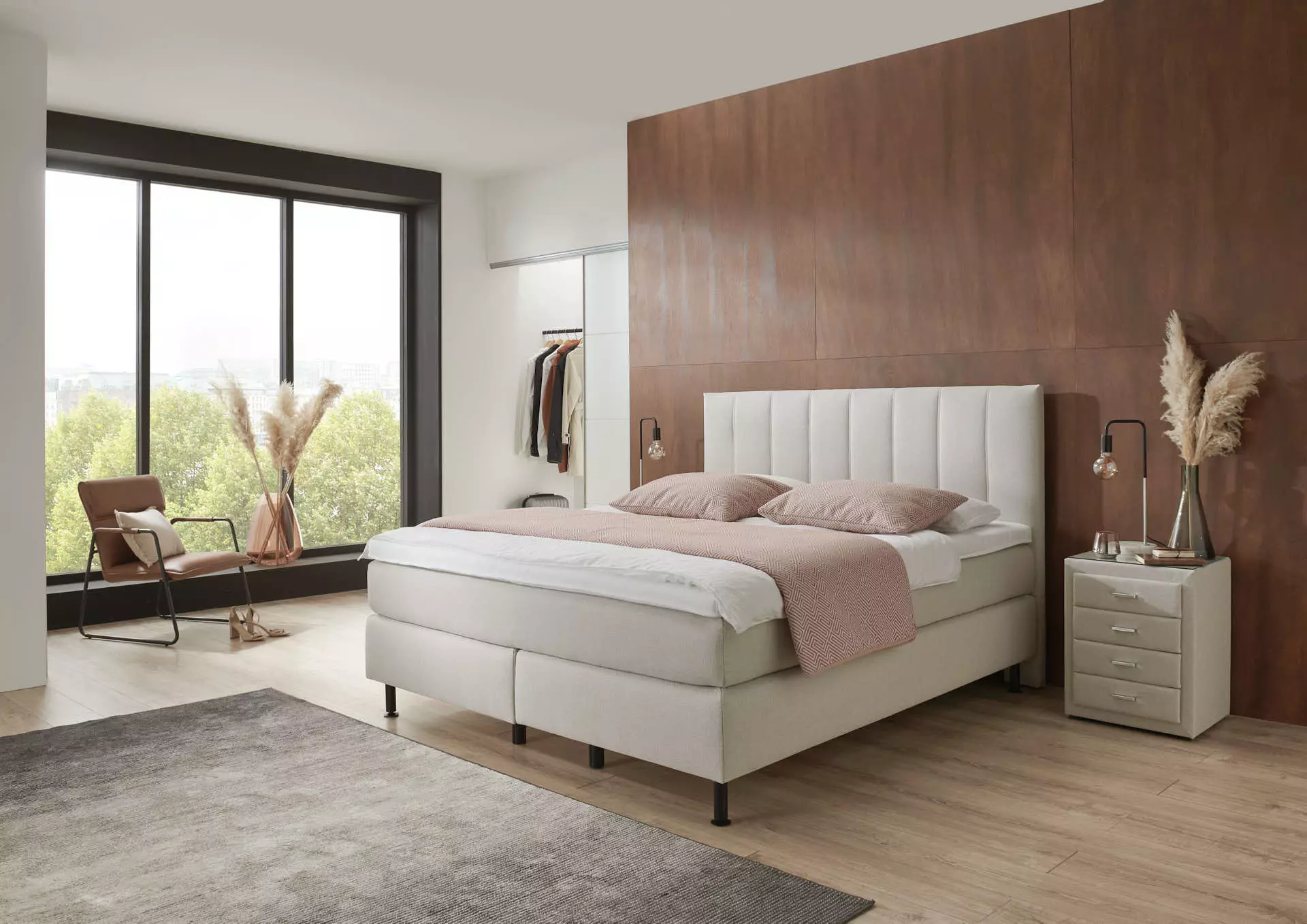 Boxspringbett OC-BX23164 Systempolster Sleep Textil 184 x 125 x 209 cm