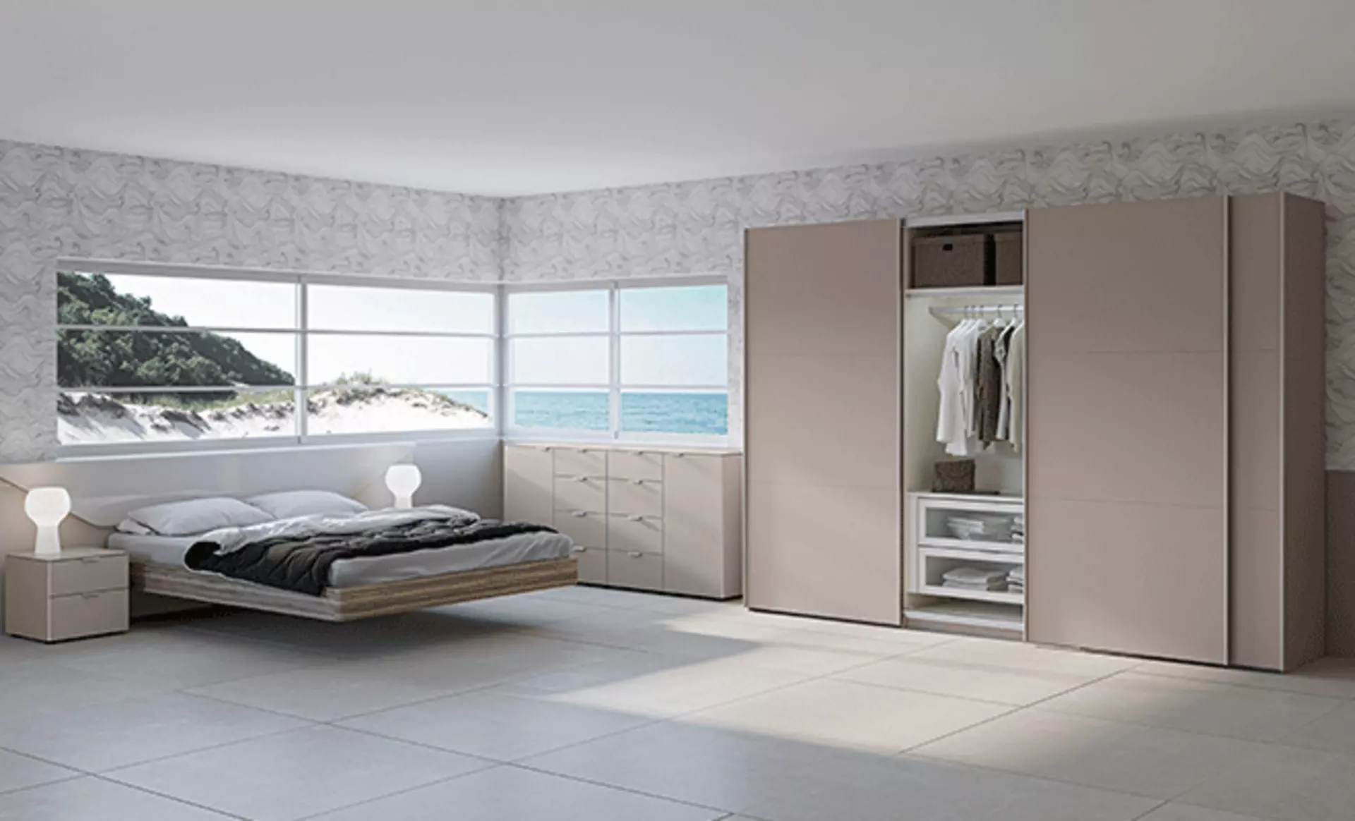 Großzügiger Schwebetürenschrank mit praktischem Ordnungssystem von Jutzler