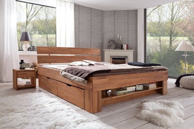 Bild von Bett ca. 215 x 88 x 185 cm Dreamoro braun