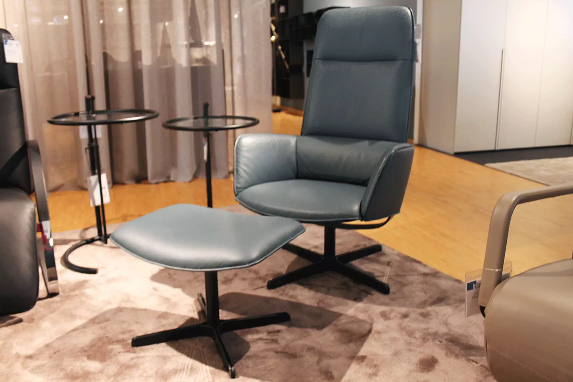 Relaxsessel REX mit Hocker von Frank Sitzmöbel in Blau