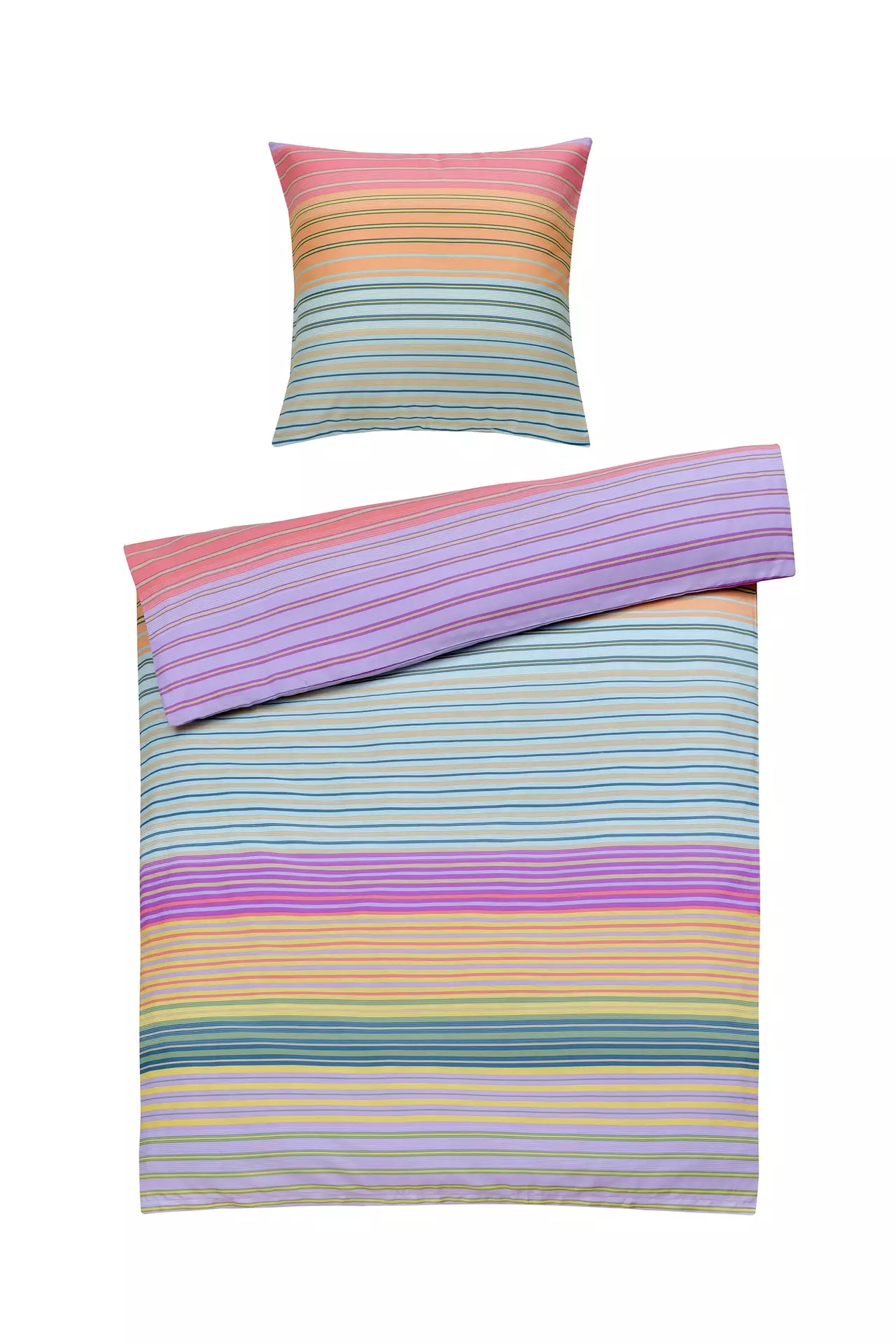 Satin-Bettwäsche Liva Pastell Querstreifen Casa Nova Textil 135 x 200 cm
