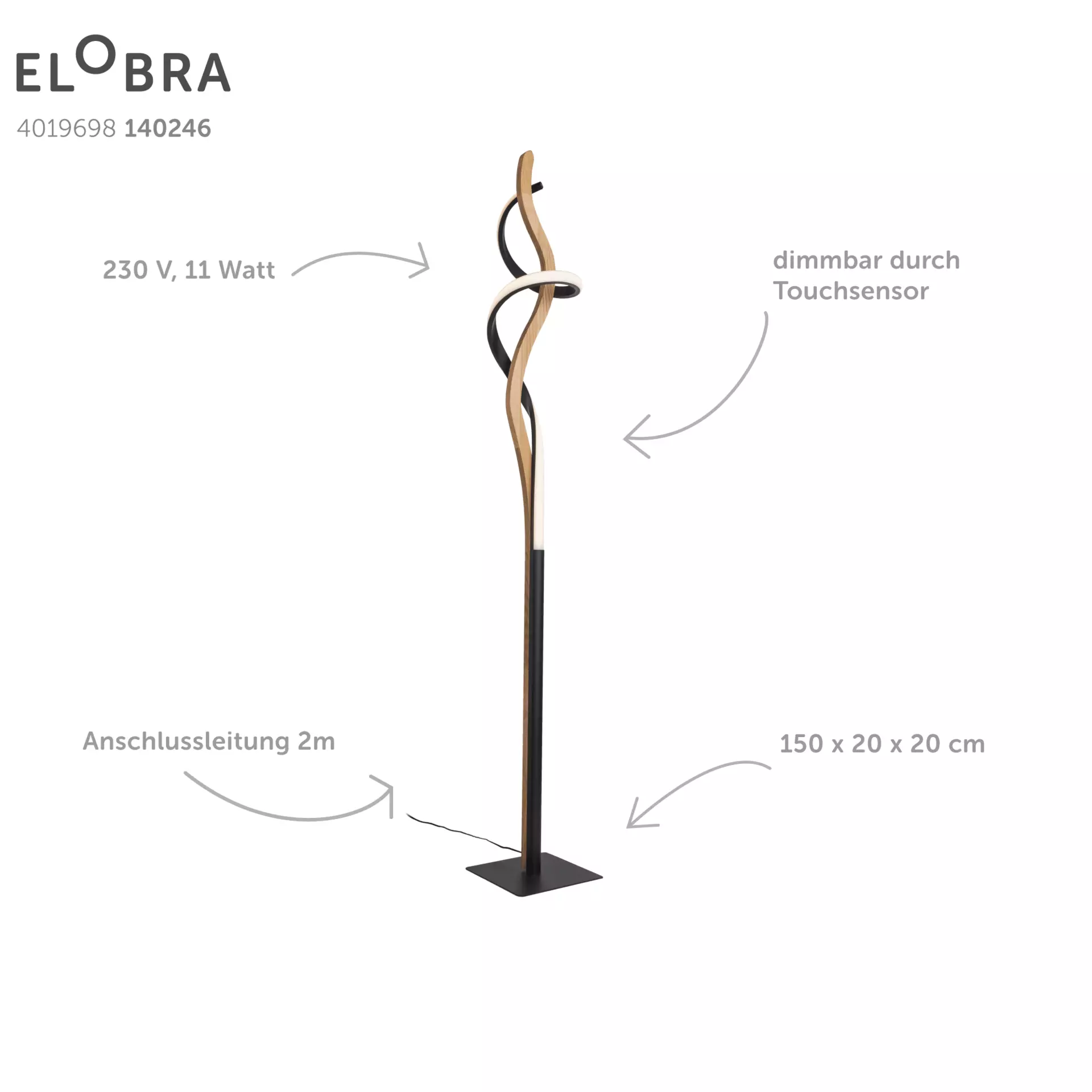 Stehleuchte ARGENTINA Elobra Metall 20 x 150 x 20 cm