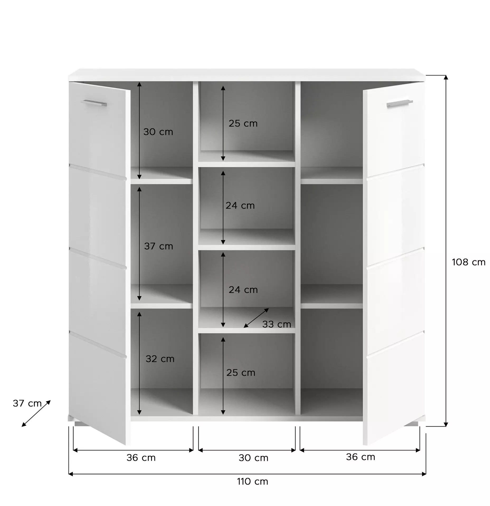 Kommode PREGO inDoor Holzwerkstoff 37 x 108 x 110 cm