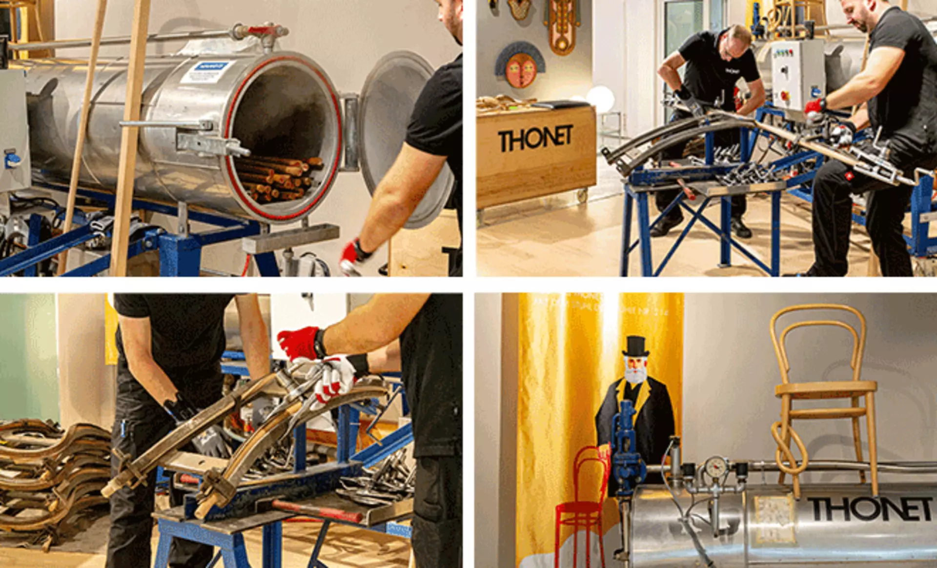 e Live-Demonstration des Bugholz-Biegens  von Thonet.
