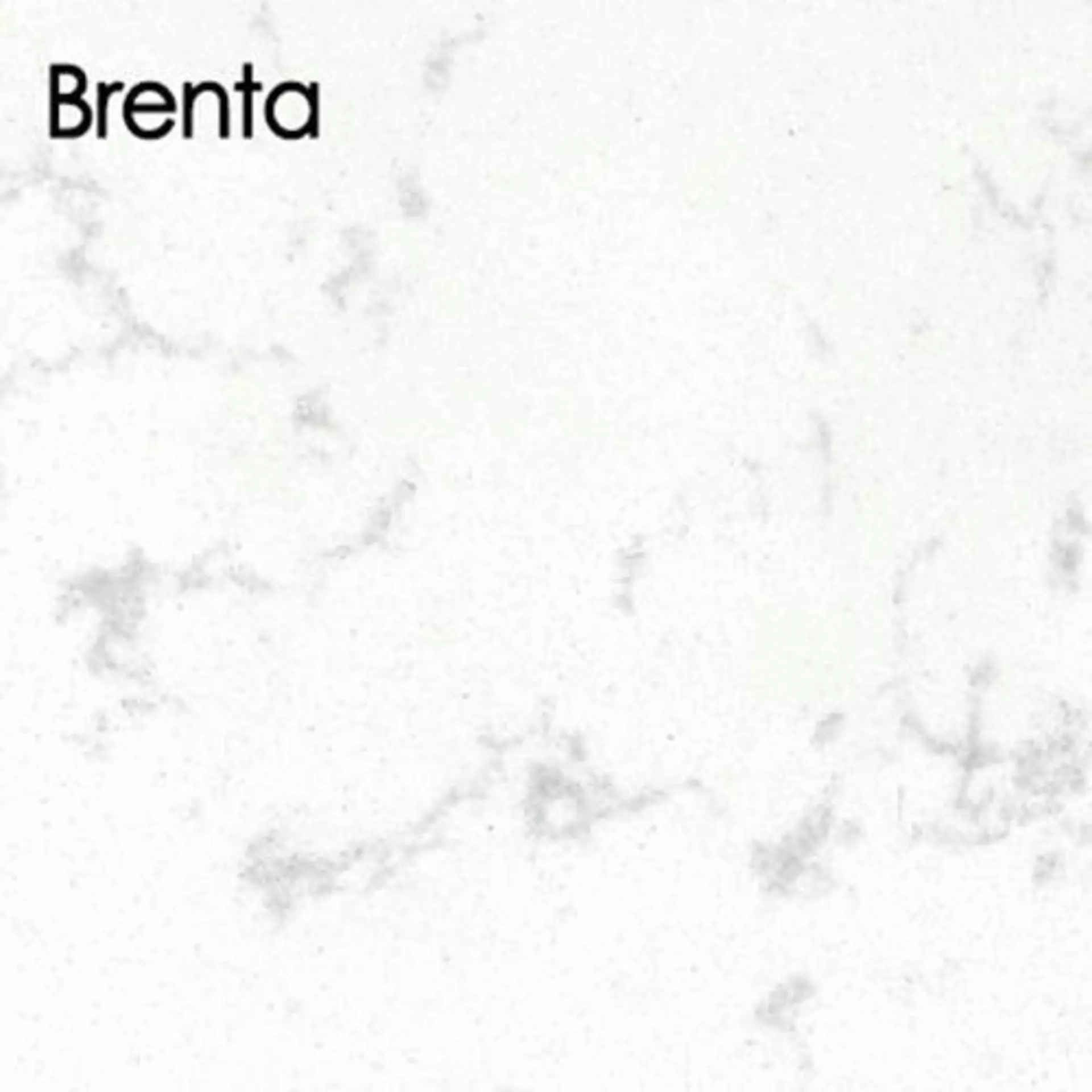 Arbeitsplatte aus Kunststein in der Ausführung Brenta. Die weiße arbeitsplatte ist hellgrau marmoriert.