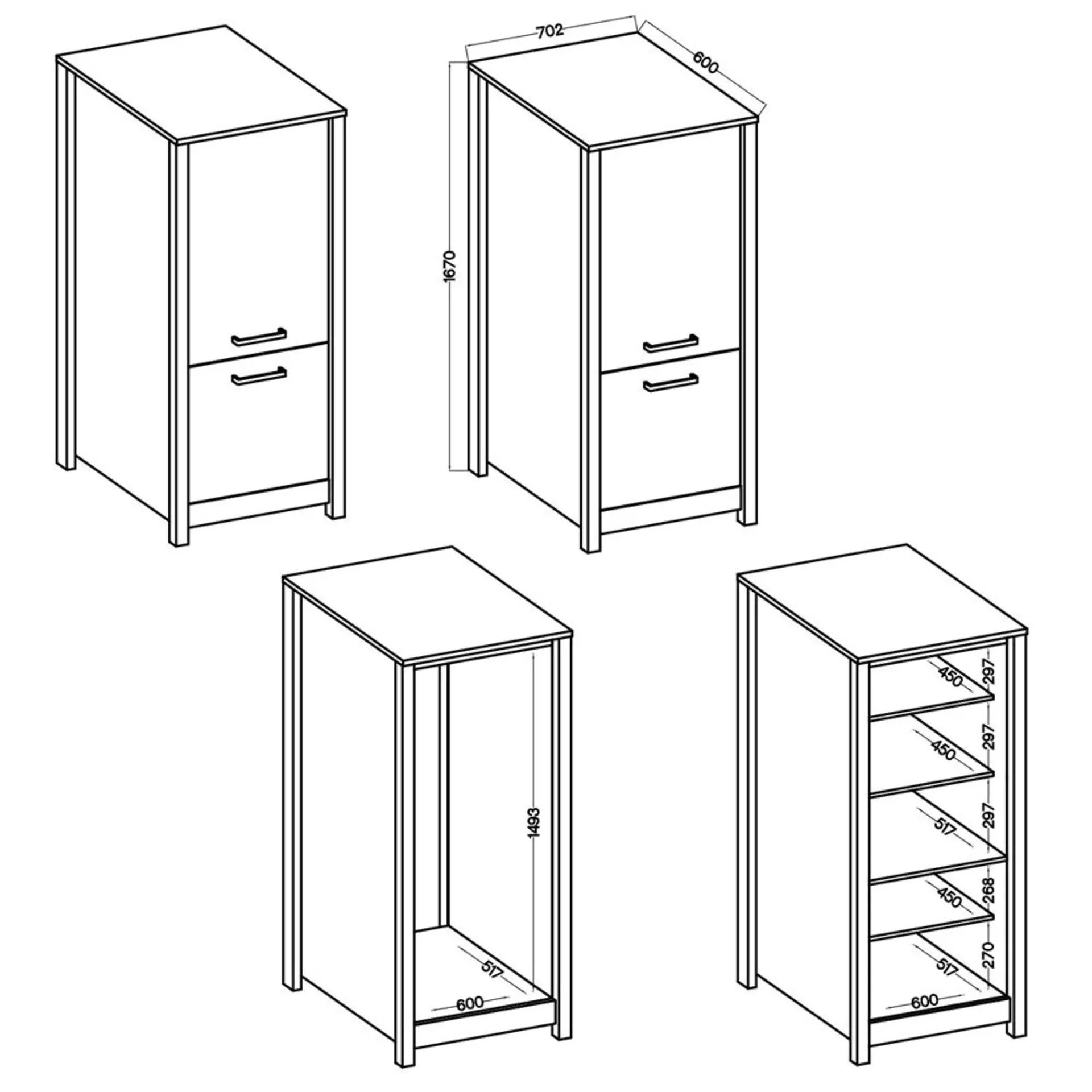 Hochschrank Sicilia Inter Link Holzwerkstoff 60 x 167 x 70 cm