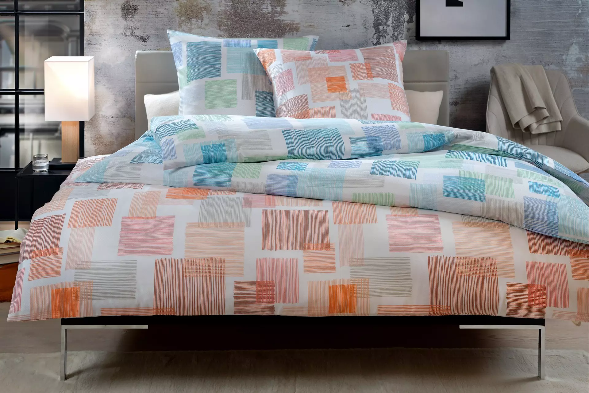 Microfaser-Bettwäsche Noa Karo Casa Nova Textil 135 x 200 cm