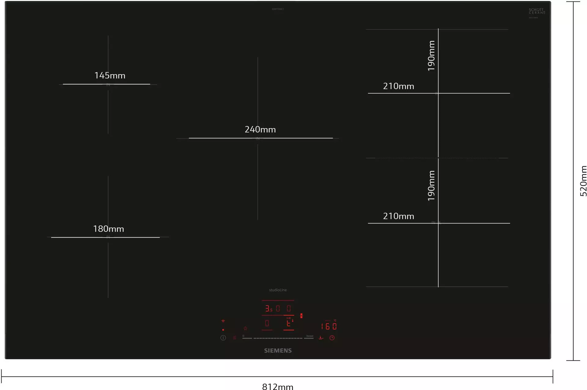 Kochfeld ED877HWC1E Siemens Glas 51 x 52 x 81 cm
