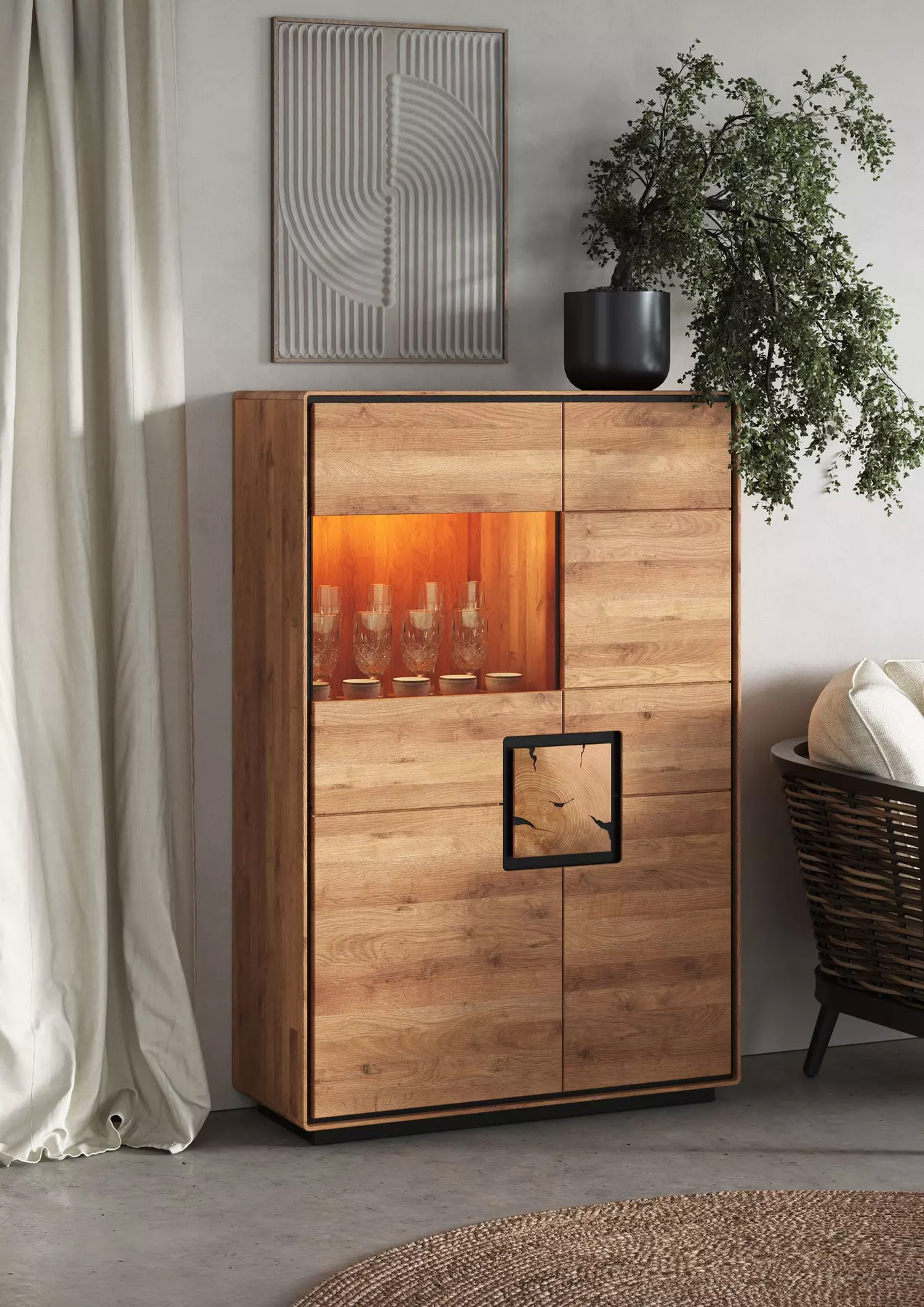 Highboard WZ-0625 GK Möbel Holz 40 x 152 x 100 cm